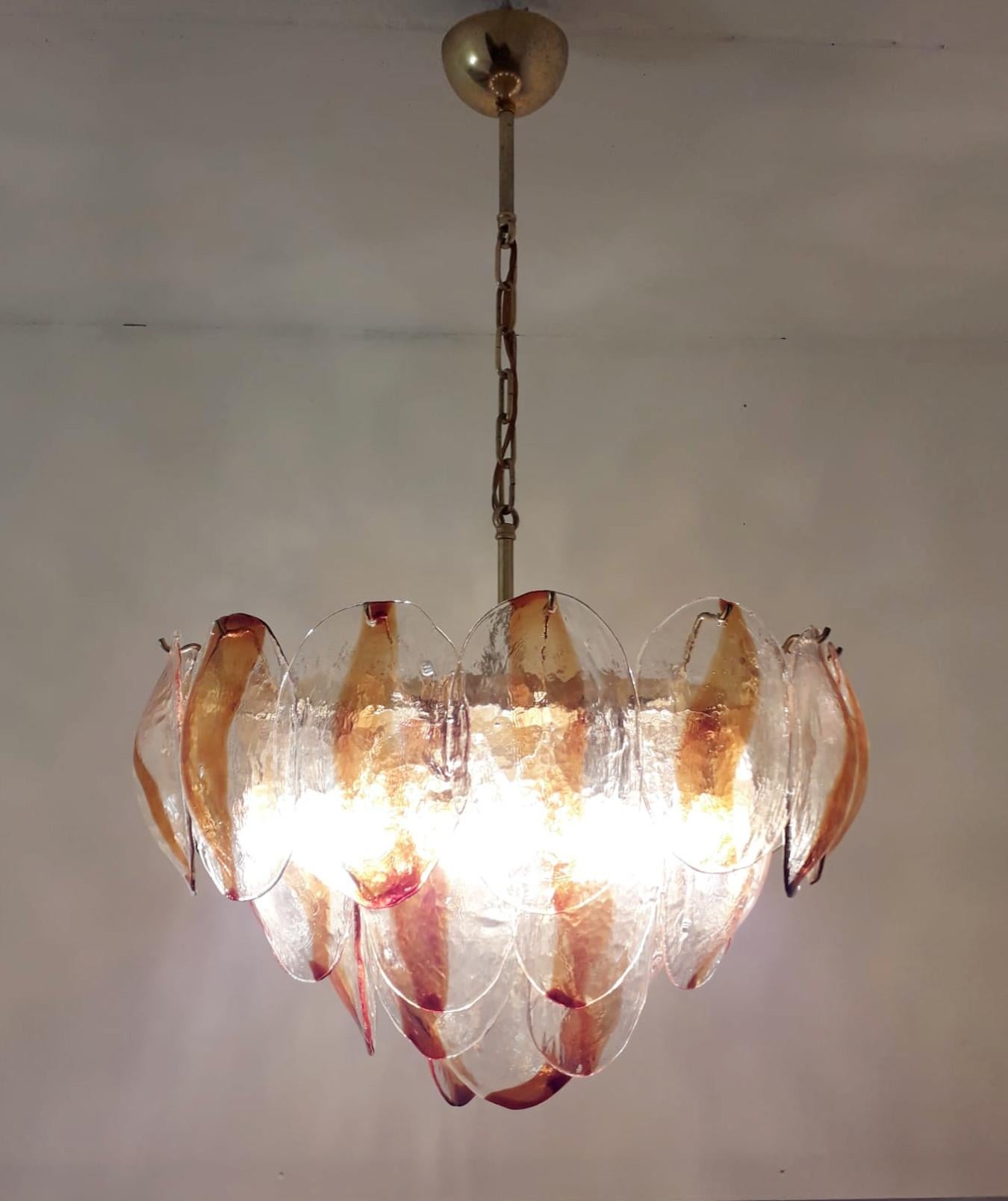 Brass Amber Shells Chandelier by La Murrina For Sale