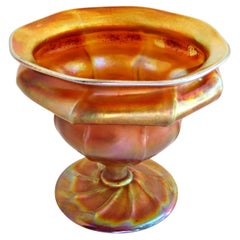 Composta di vetro ambrato "Sherbet" di Tiffany firmata LCT New York circa 1905