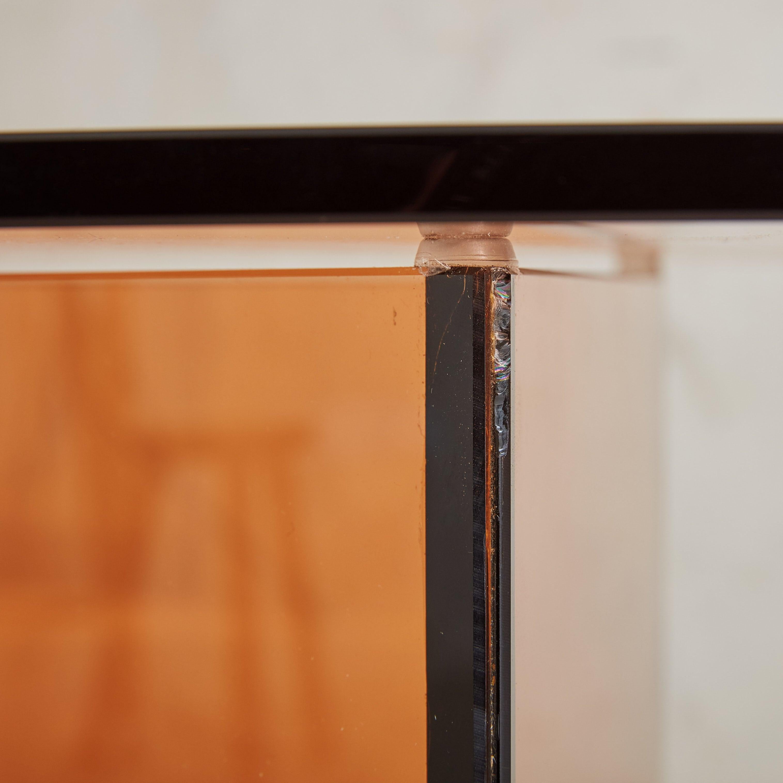 Amber Smoked Glass Rectangular Console Table, Italy 1970s 4