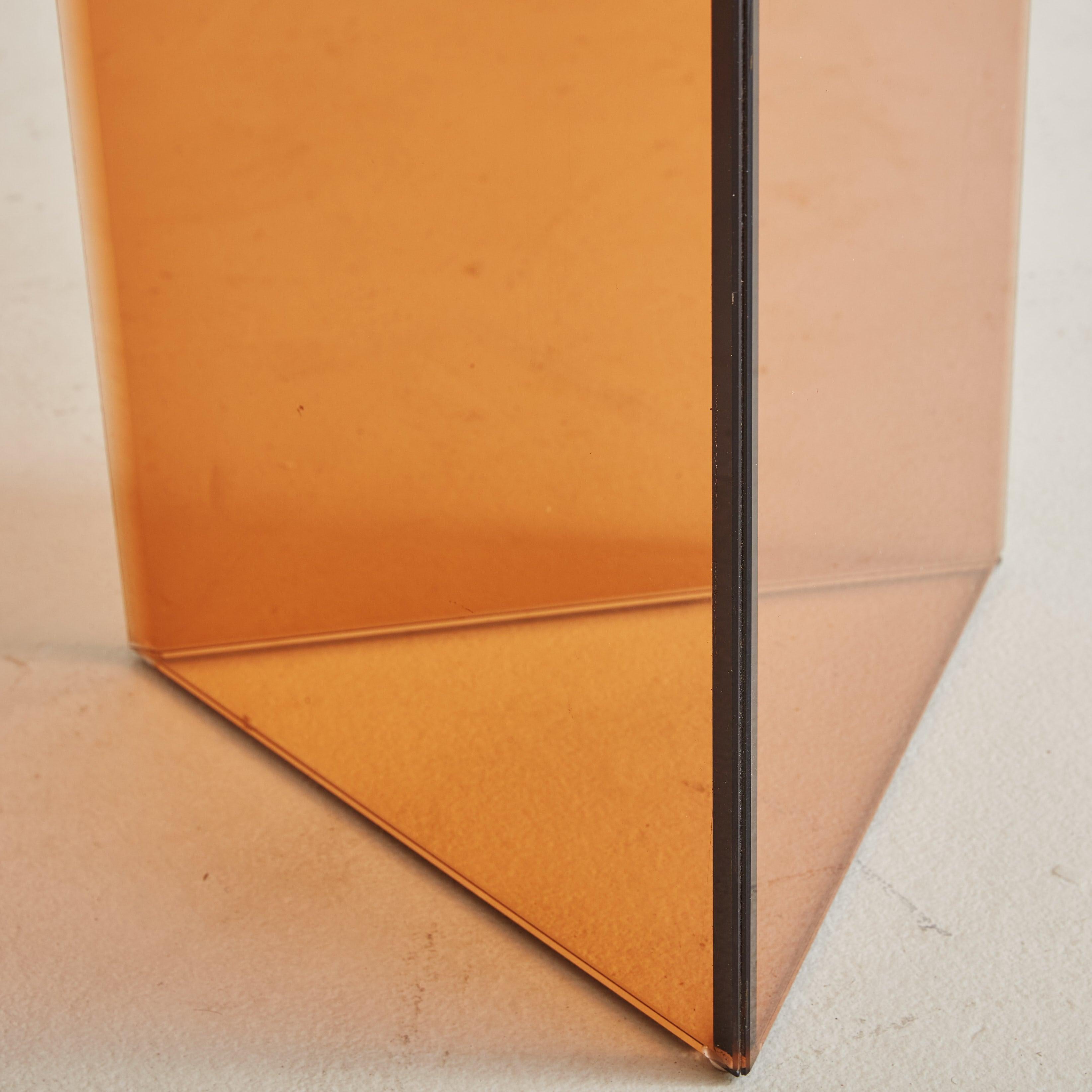 Amber Smoked Glass Rectangular Console Table, Italy 1970s 5