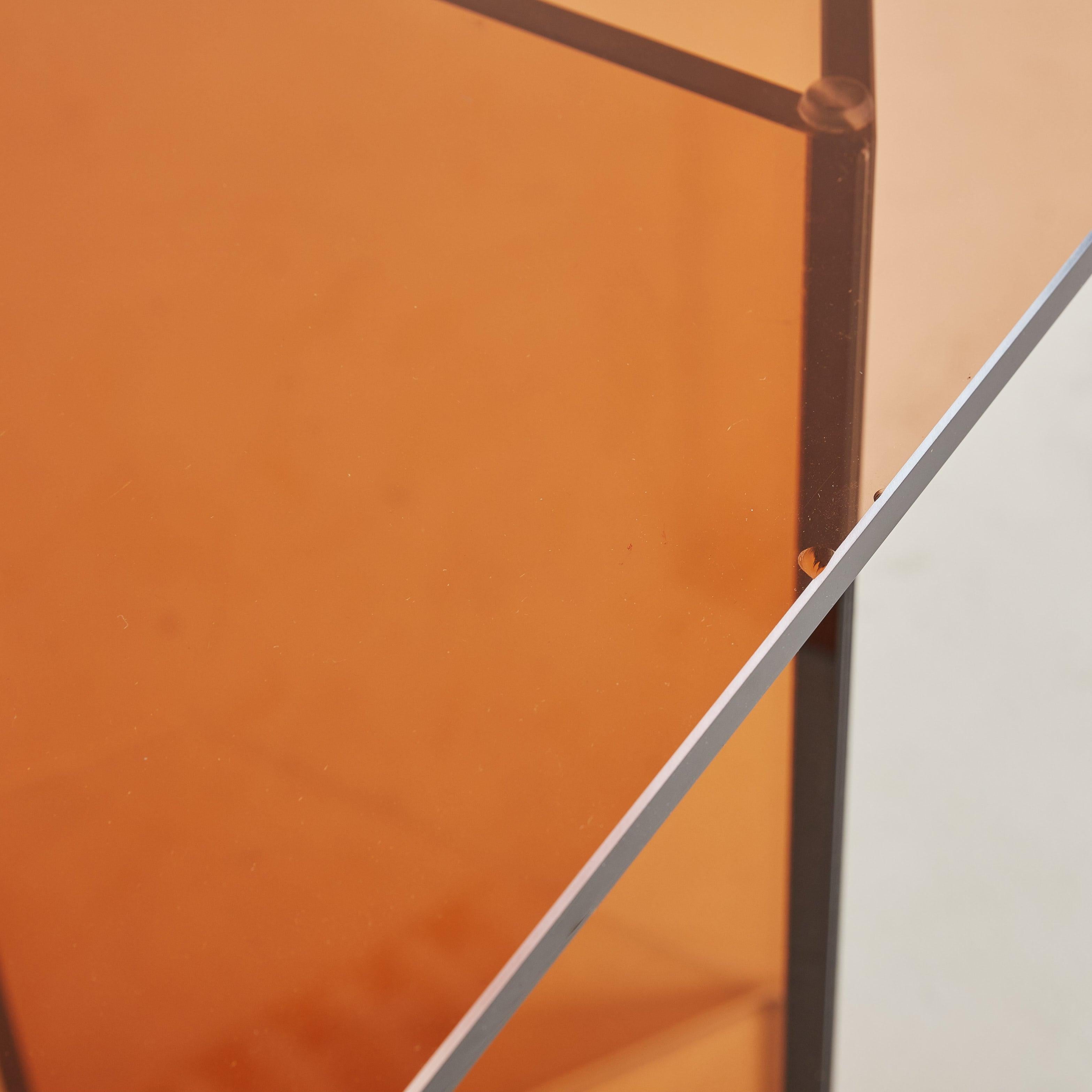 Amber Smoked Glass Rectangular Console Table, Italy 1970s 1