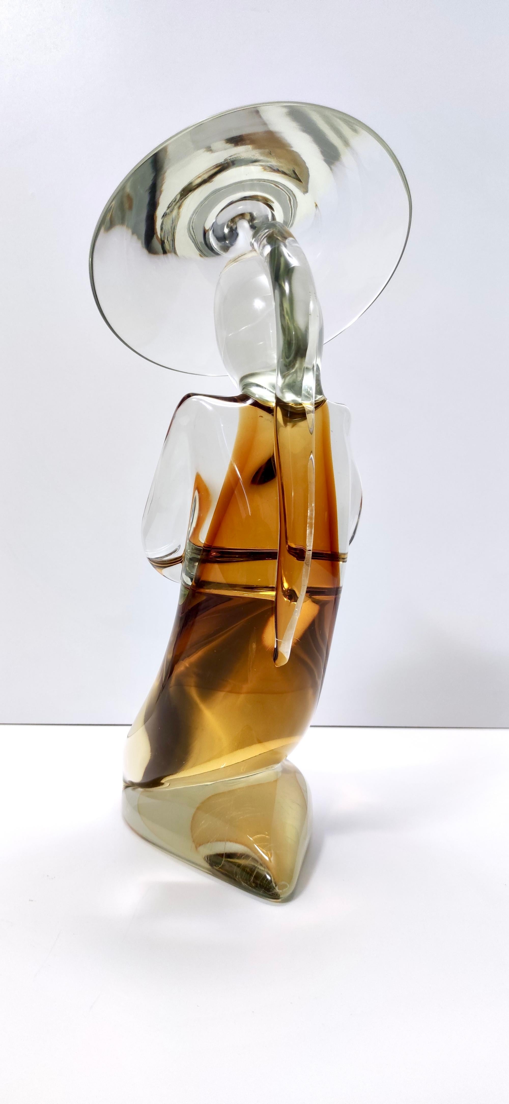 Objet décoratif en verre Sommerso ambré représentant deux figures chinoises par Archimede Seguso en vente 1