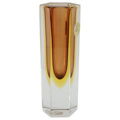Amber Sommerso Vase by Mandruzzato