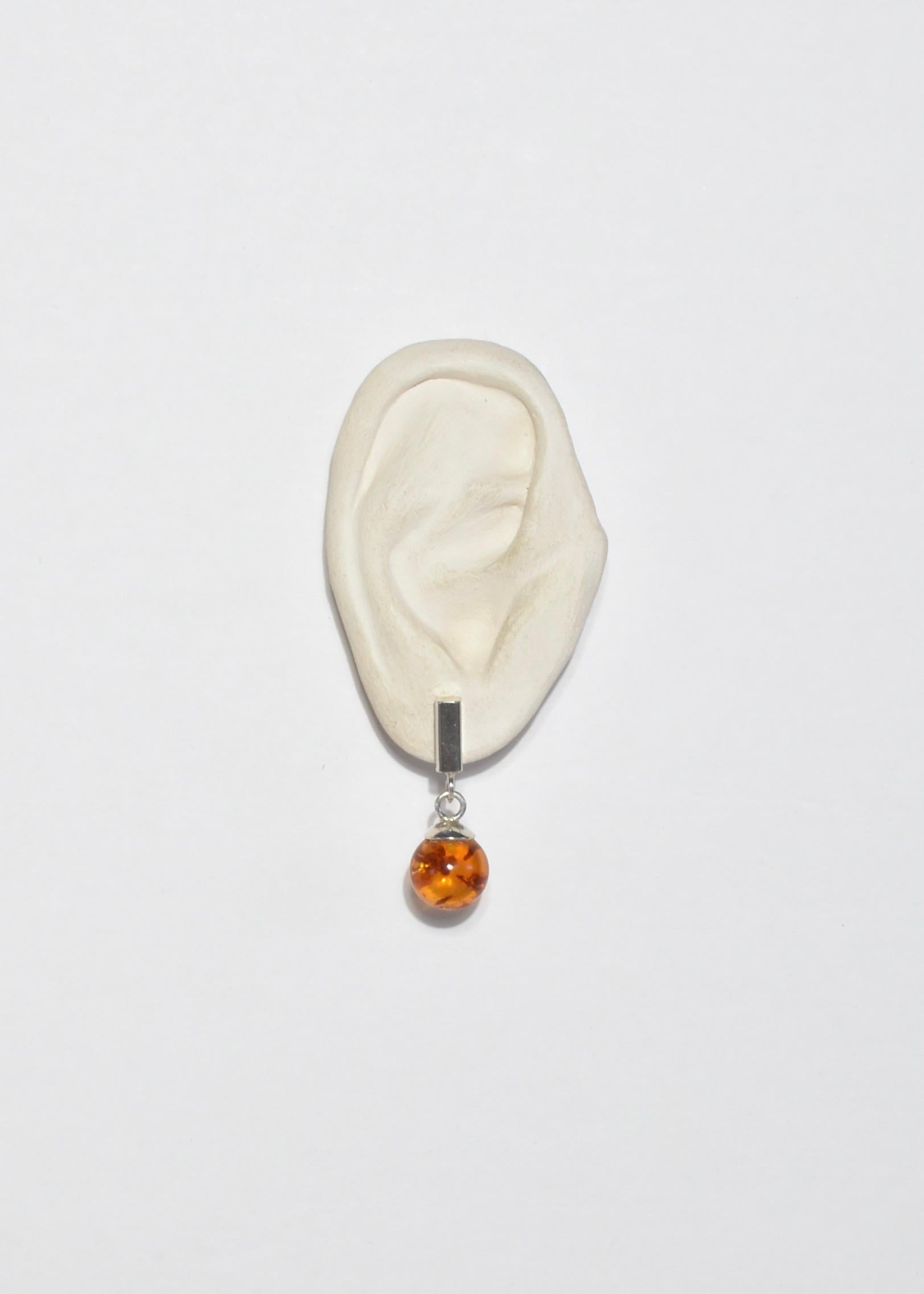 Bead Amber Sphere Earrings