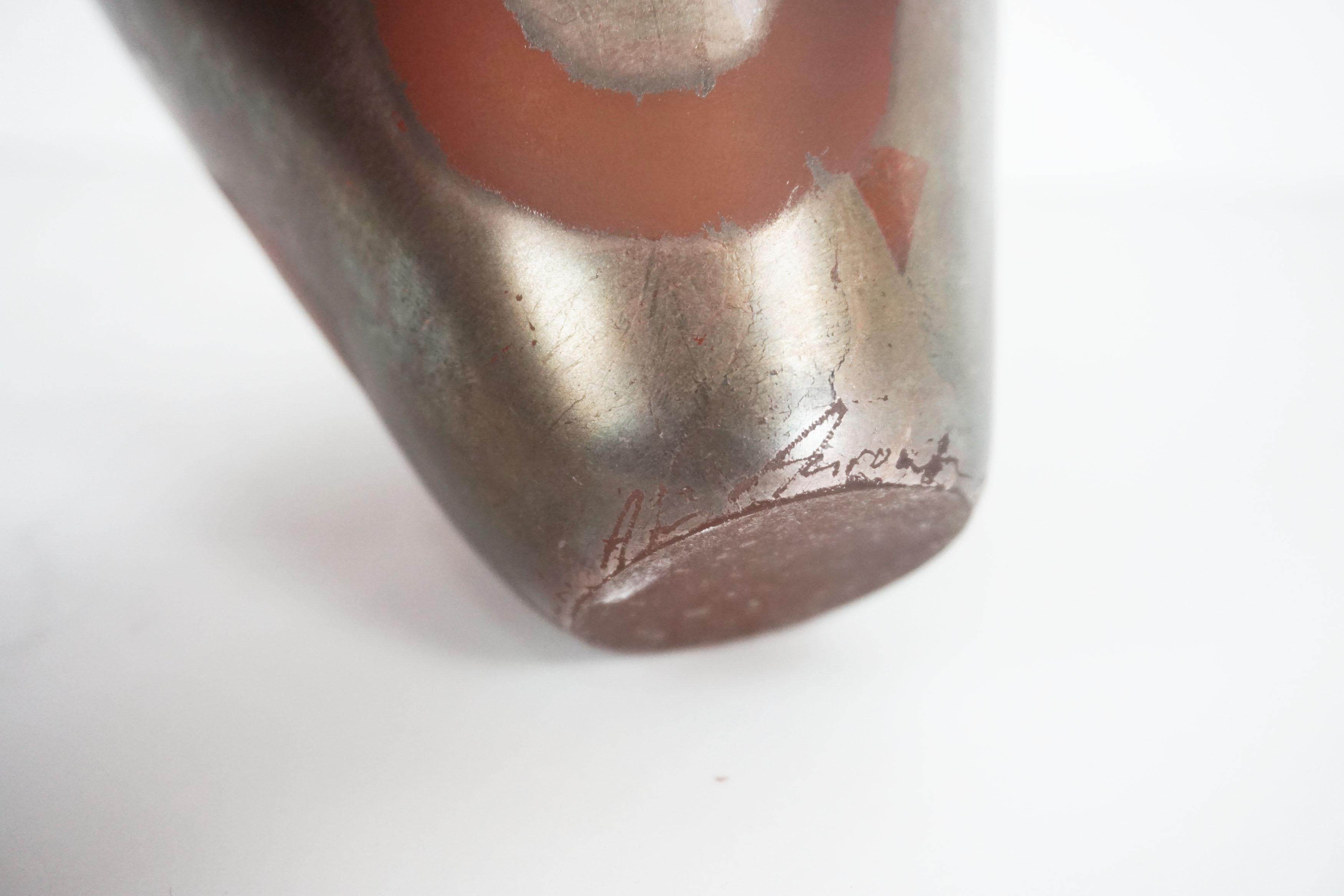 Vase en verre d'art Amber Studio avec surface patinée et cercles d'Aaron Adamson Bon état - En vente à Soquel, CA