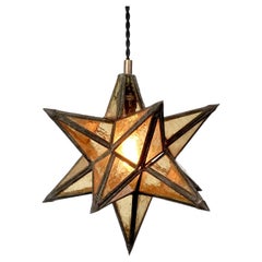 Amber Textured Glass Moravian Star Pendent