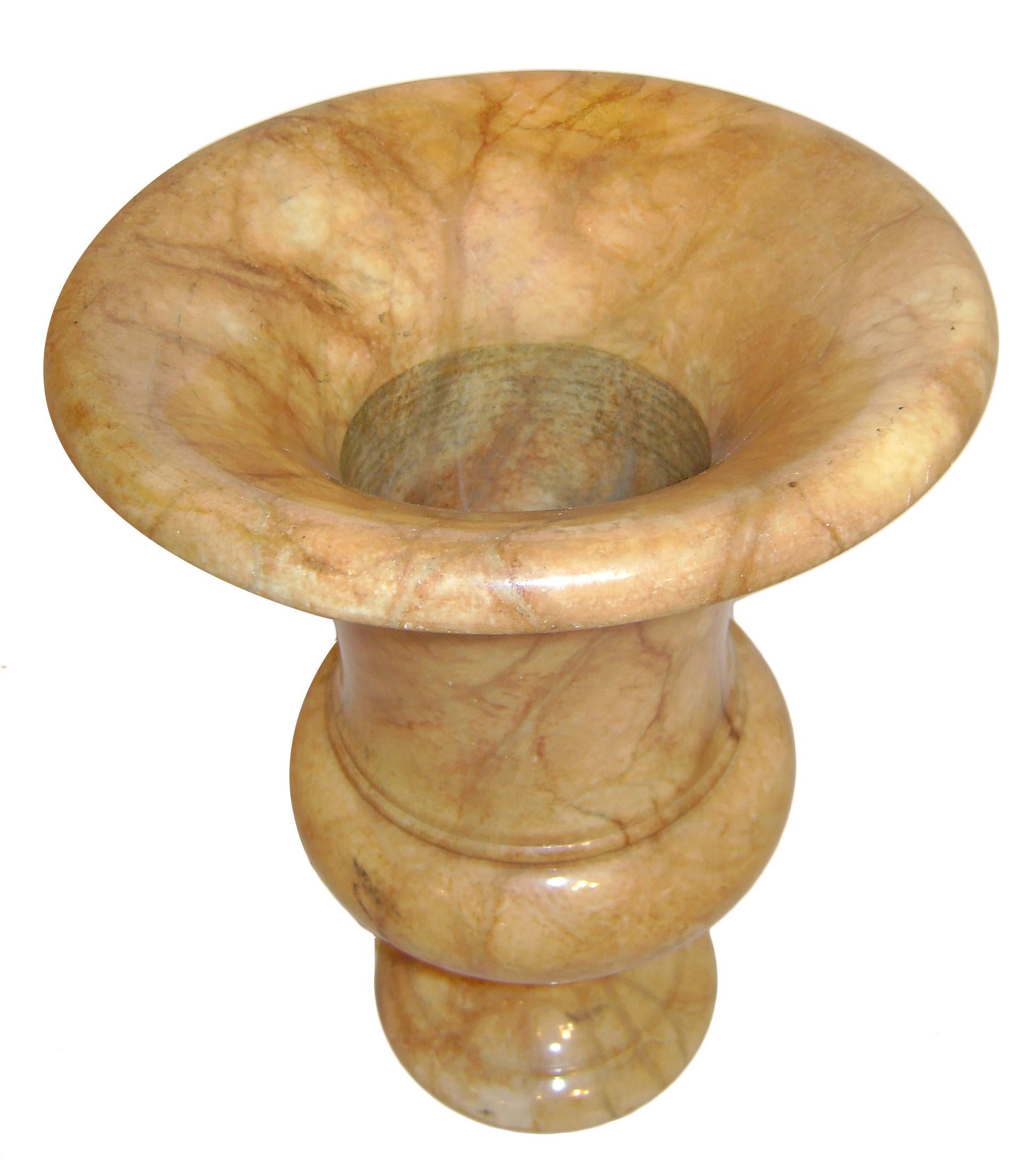 Italian Amber Tone Alabaster Urn Lamp For Sale