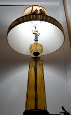 Amber Glass Gretel Table Lamp in Hollywood Regency Mid-Century Style