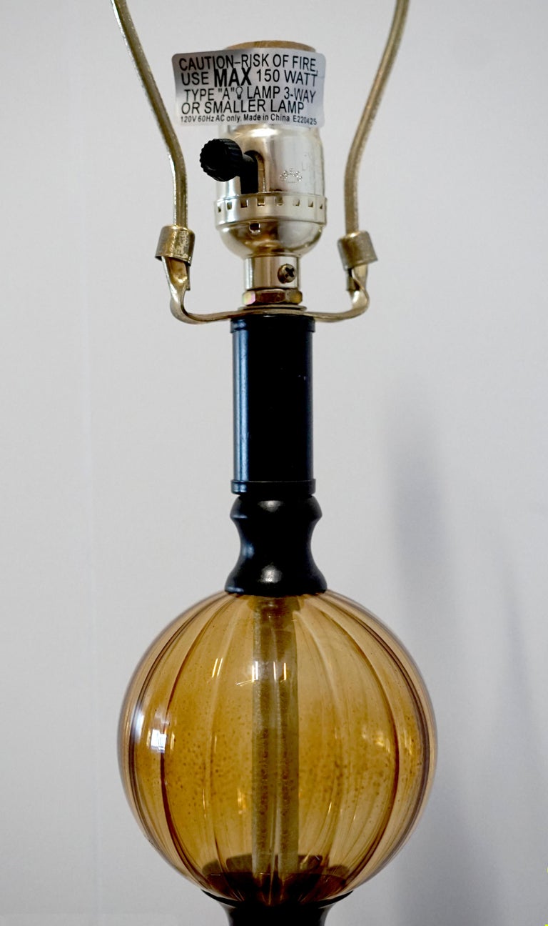 Amber Tone Gretel Table Lamp with Gorgeous Shade For Sale at 1stDibs, image size:768x1296