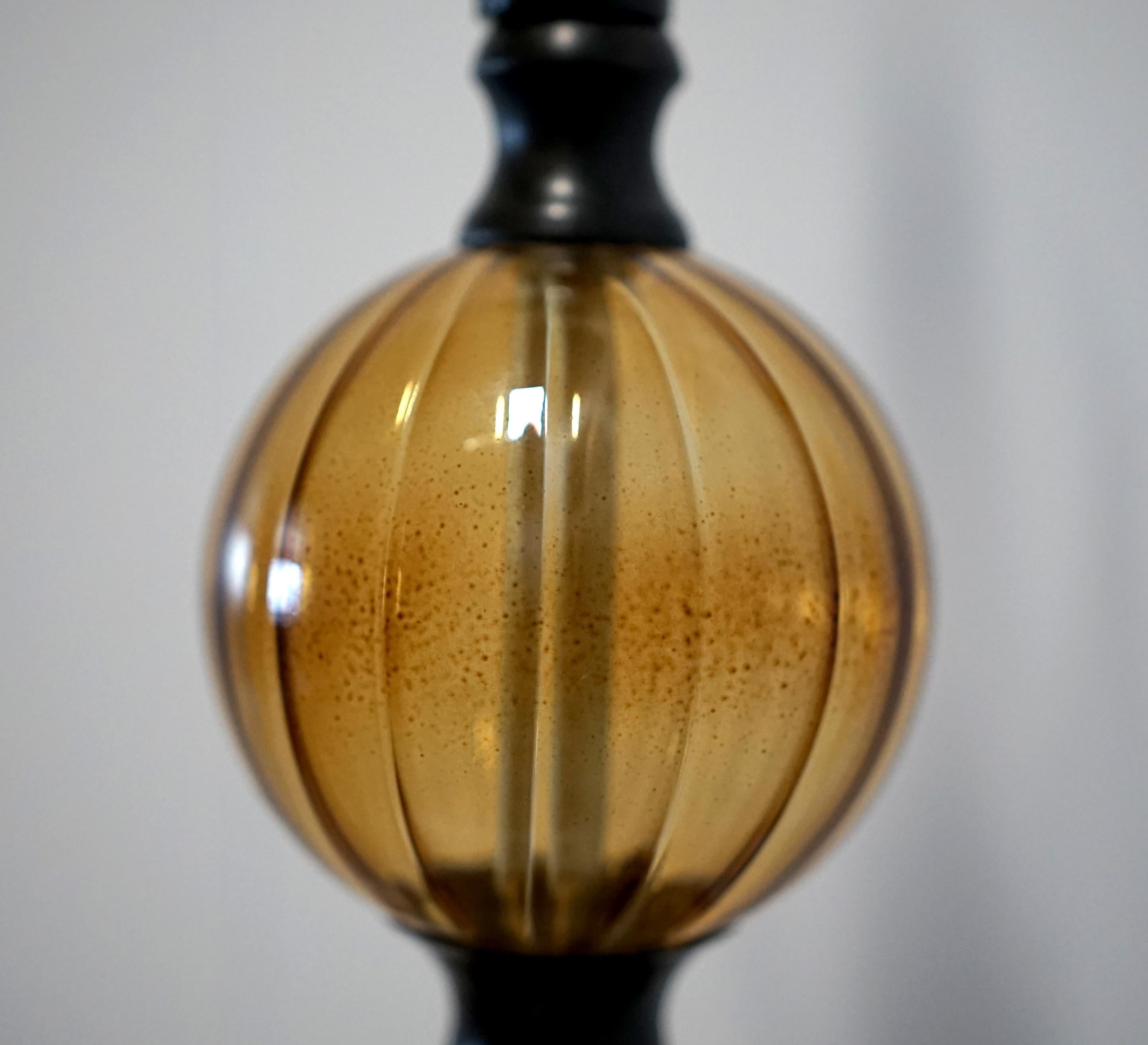 20th Century Amber Tone Gretel Table Lamp with Gorgeous Shade For Sale