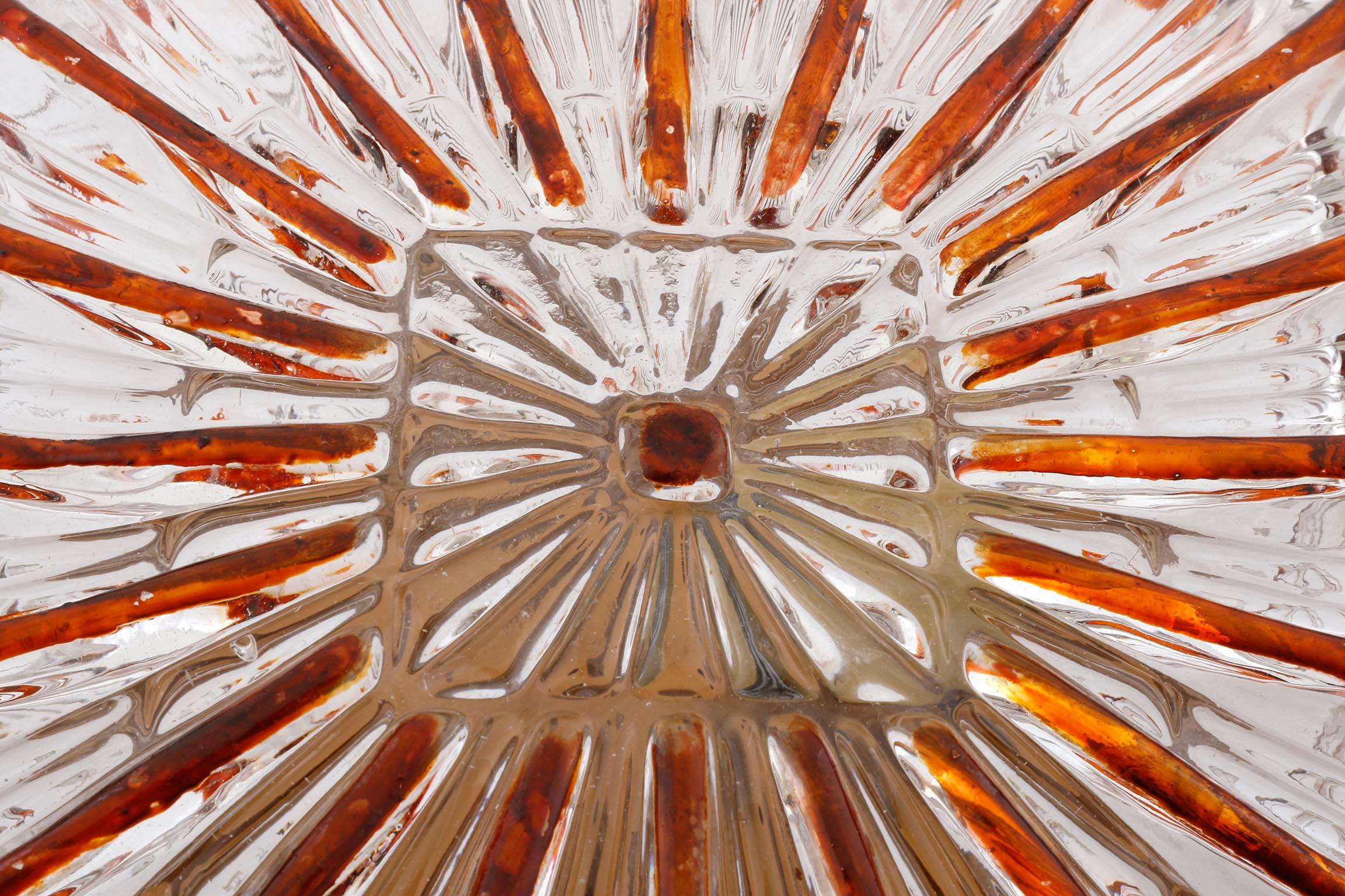 Late 20th Century Amber Tone Sunburst Glass Sconce or Flush Mount Light Fixture, 1970