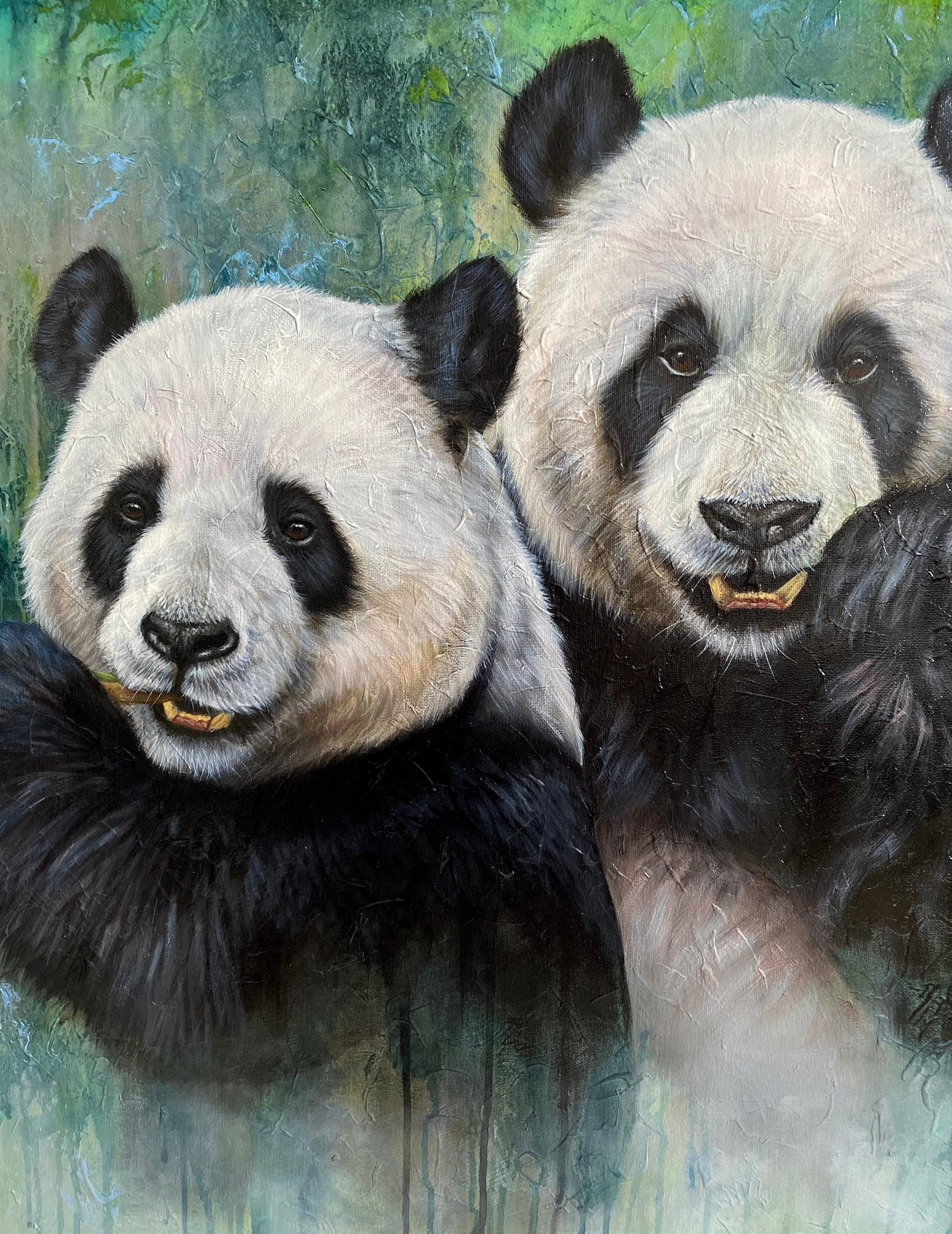 Eat Your Greens - original realism wildlife acrylic painting - contemporary art  - Painting by Amber Tyldesley