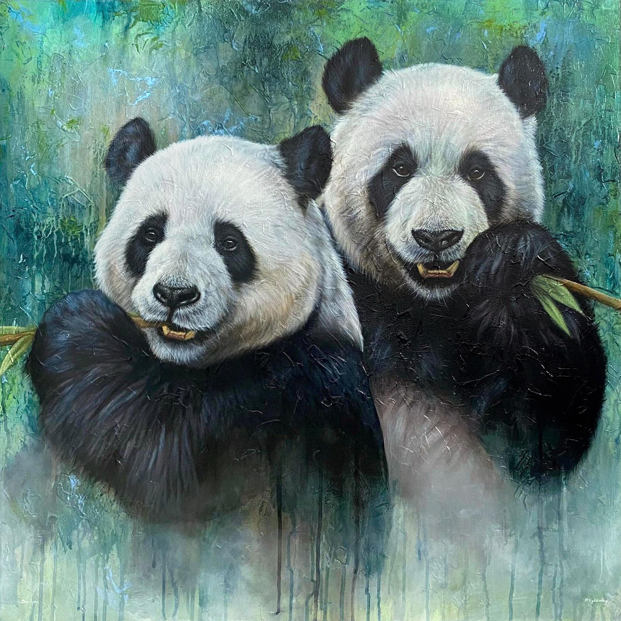 Amber Tyldesley Interior Painting - Eat Your Greens - original realism wildlife acrylic painting - contemporary art 