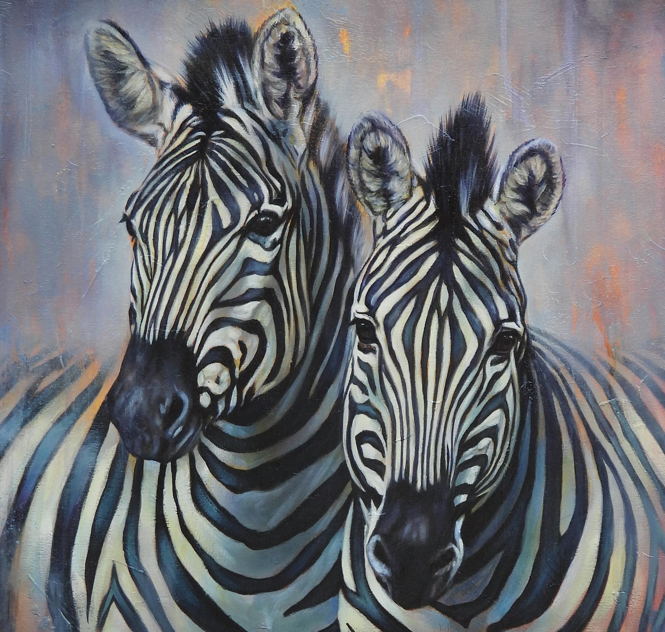 Two of a Kind - original realism wildlife acrylic painting - contemporary art  - Realist Painting by Amber Tyldesley