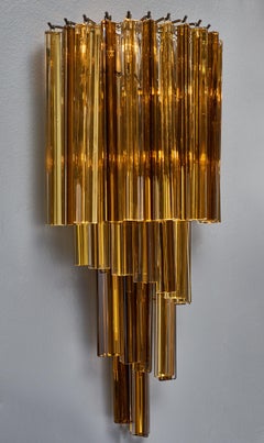 Amber Murano Glass Sconces in the Style of Venini, Hand Blown, Italy