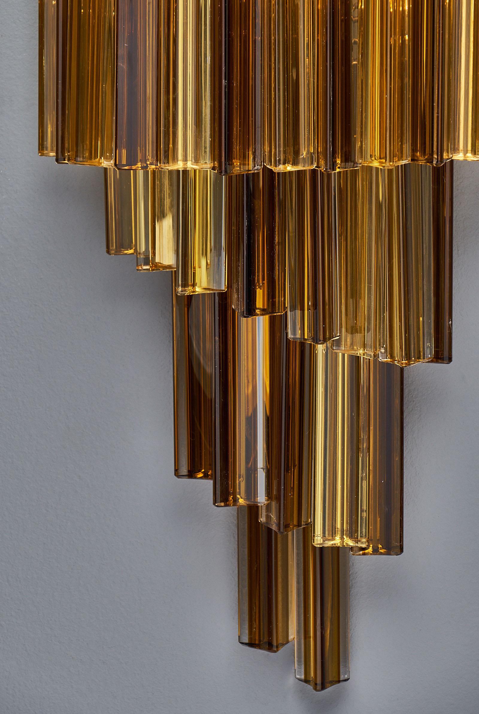 Amber Venini Style Murano Glass Sconces For Sale 1