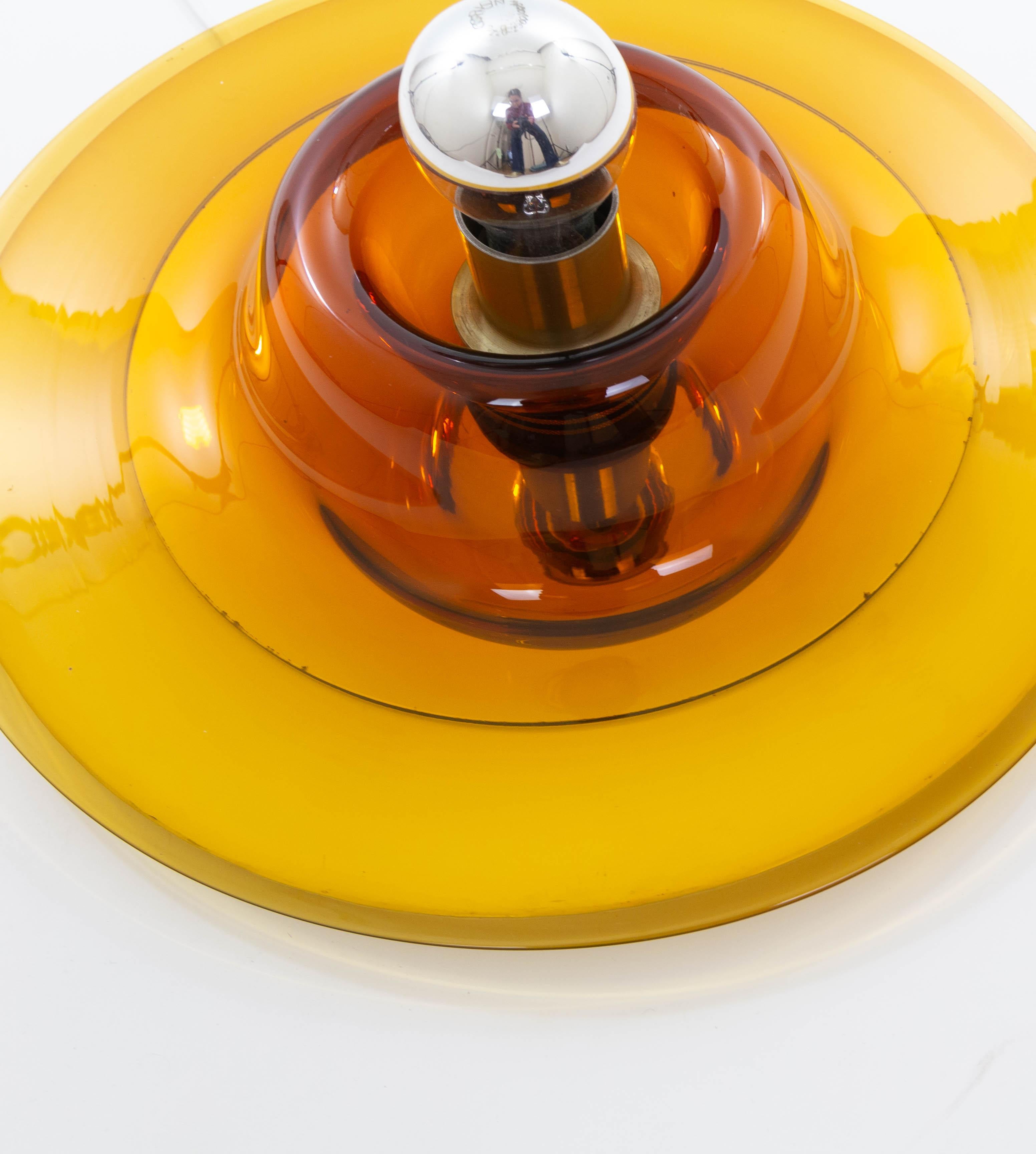 Amber Wall or Ceiling Lamp by Venini for Pierre Cardin, 1970s For Sale 2