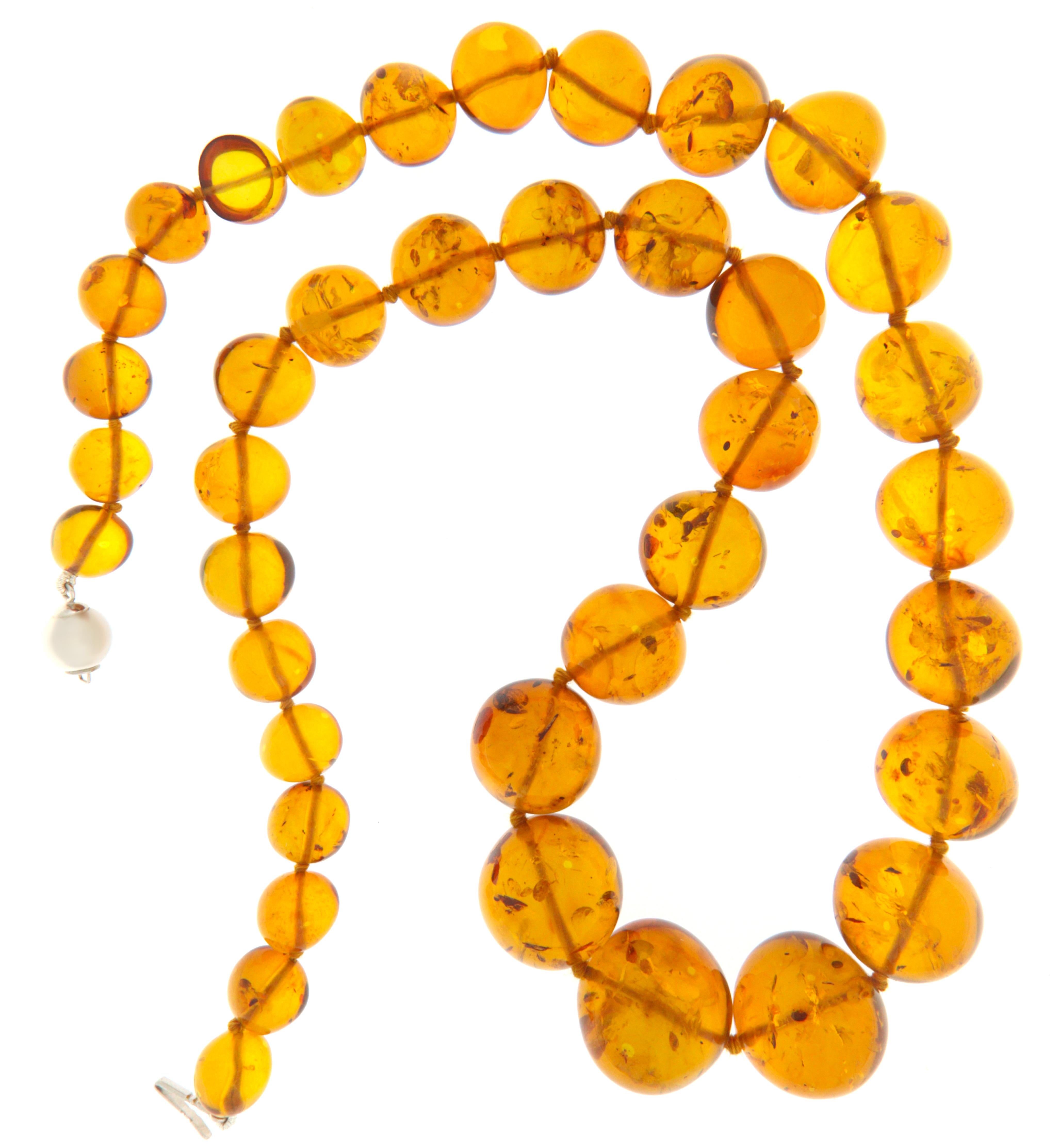 Amber White Gold 18 Karat Ball Cut Necklace In New Condition For Sale In Marcianise, IT
