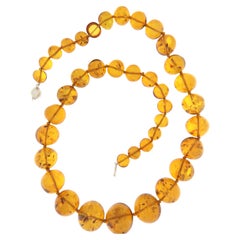 Vintage Amber White Gold 18 Karat Ball Cut Necklace