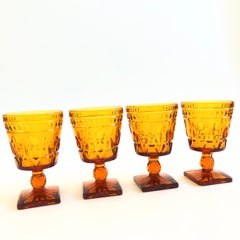Amber Wine Goblets by Indiana Glass - Set of 4
