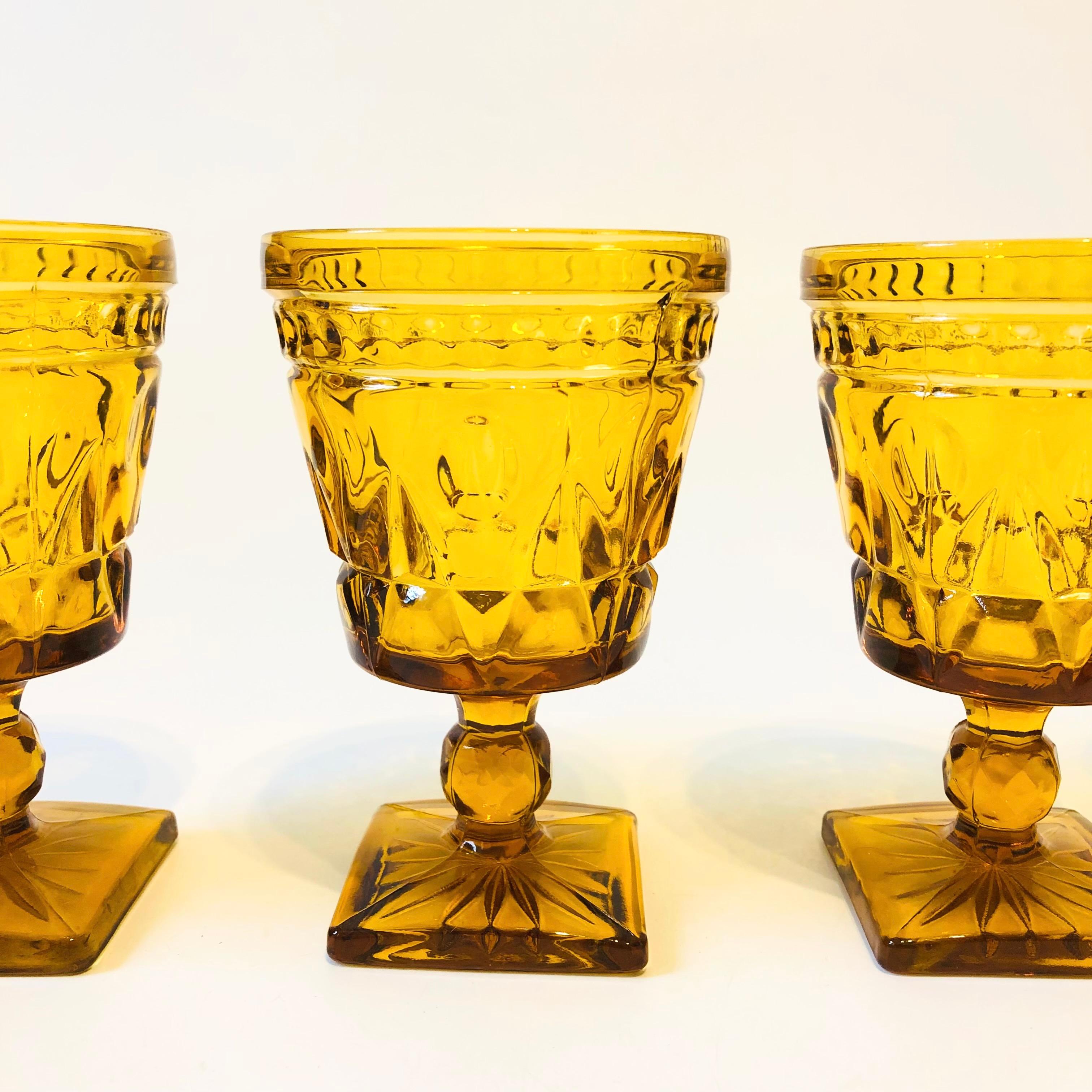 American Amber Wine Goblets by Indiana Glass - Set of 4 For Sale