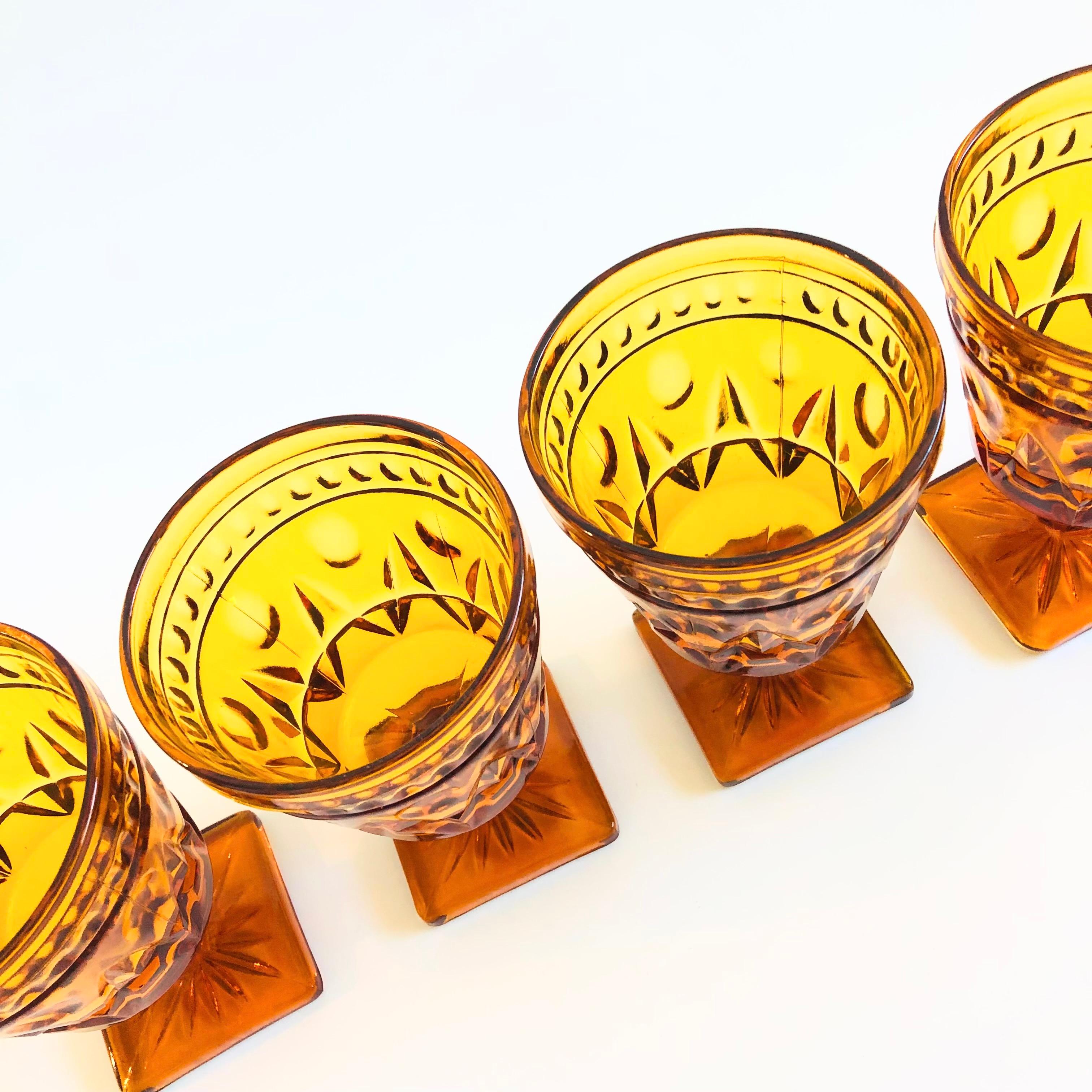 American Amber Wine Goblets by Indiana Glass - Set of 4
