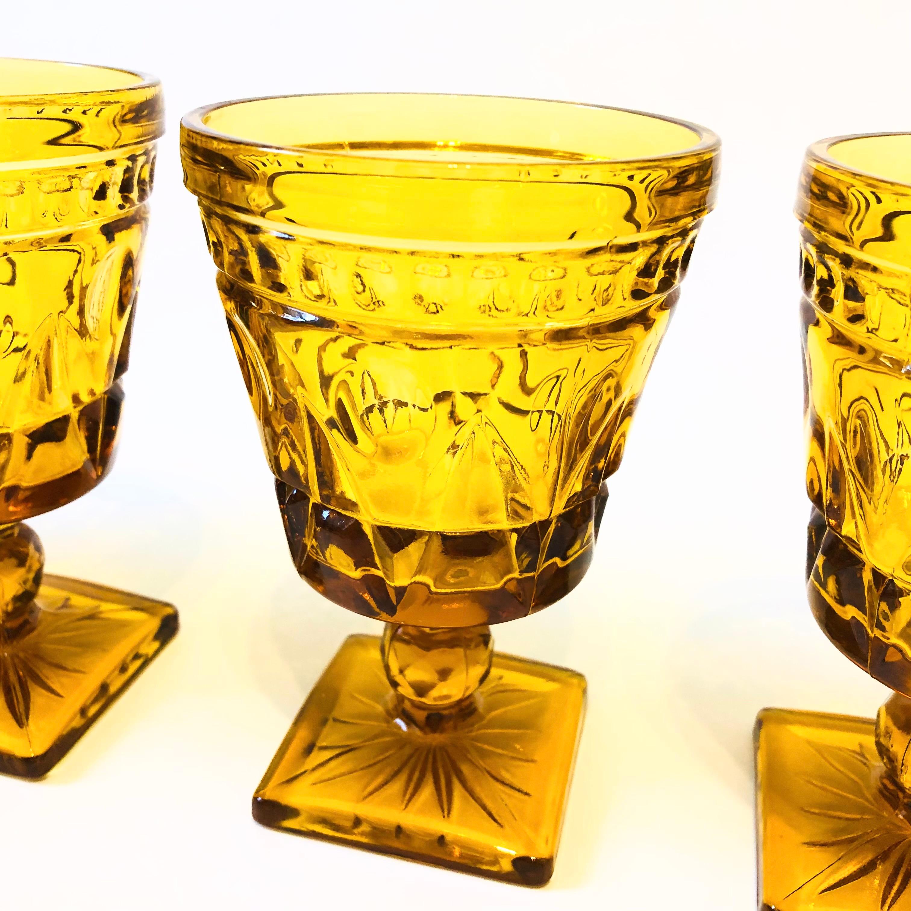 20th Century Amber Wine Goblets by Indiana Glass - Set of 4 For Sale