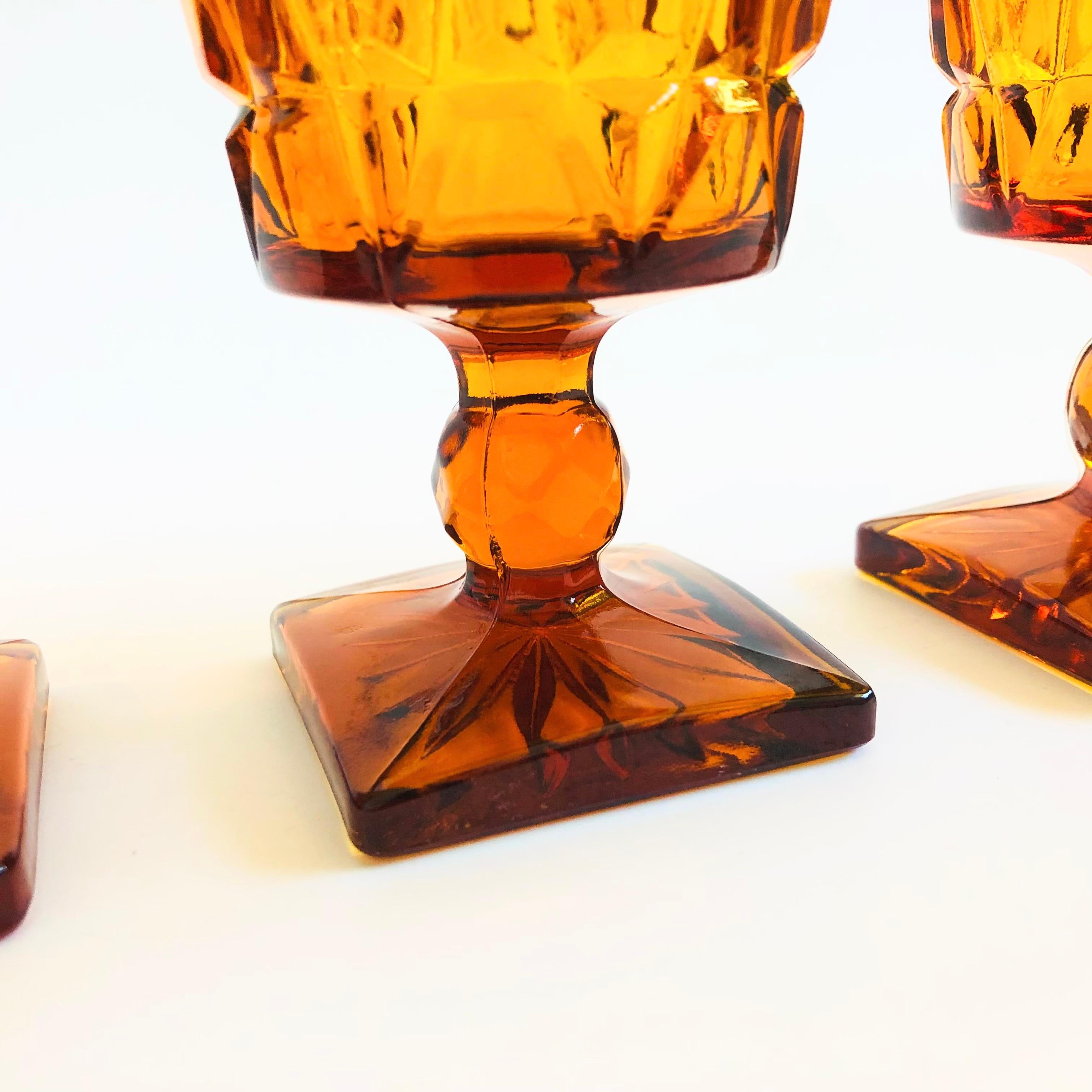 20th Century Amber Wine Goblets by Indiana Glass - Set of 4