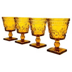 Vintage Amber Wine Goblets by Indiana Glass - Set of 4