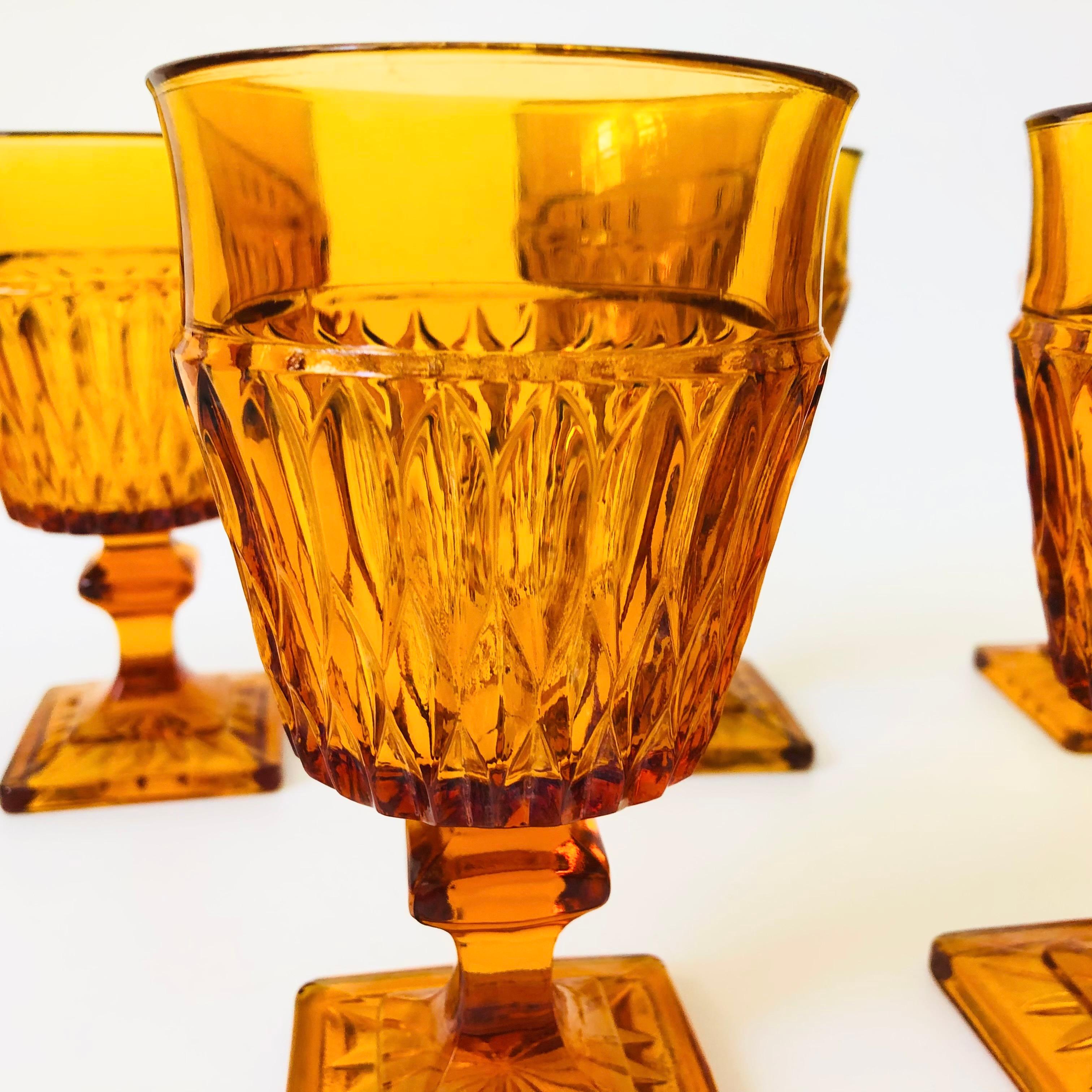 20th Century Amber Wine Goblets by Indiana Glass - Set of 5