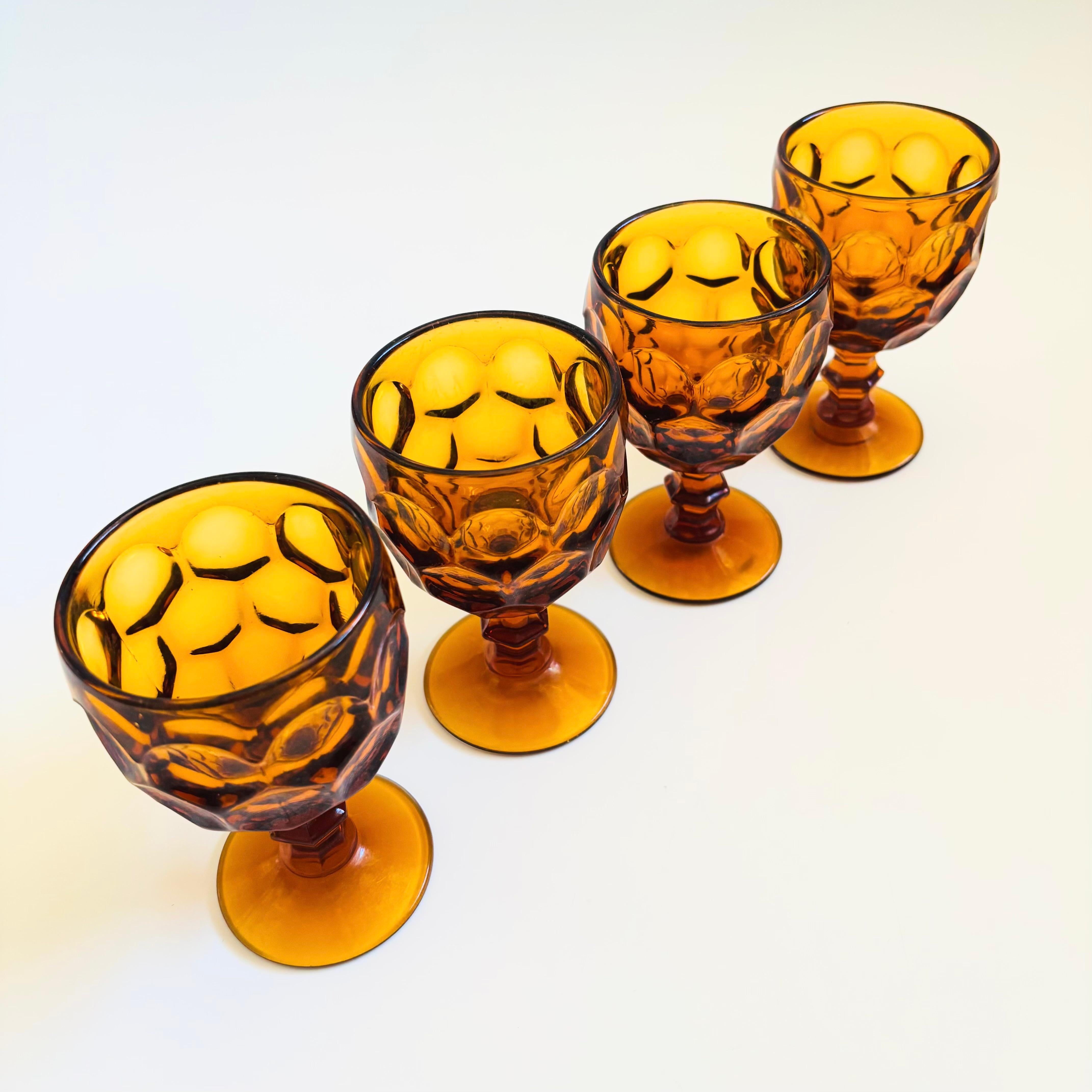 Mid-Century Modern Amber Wine Goblets, Provincial by Imperial Glass - Set of 4 For Sale
