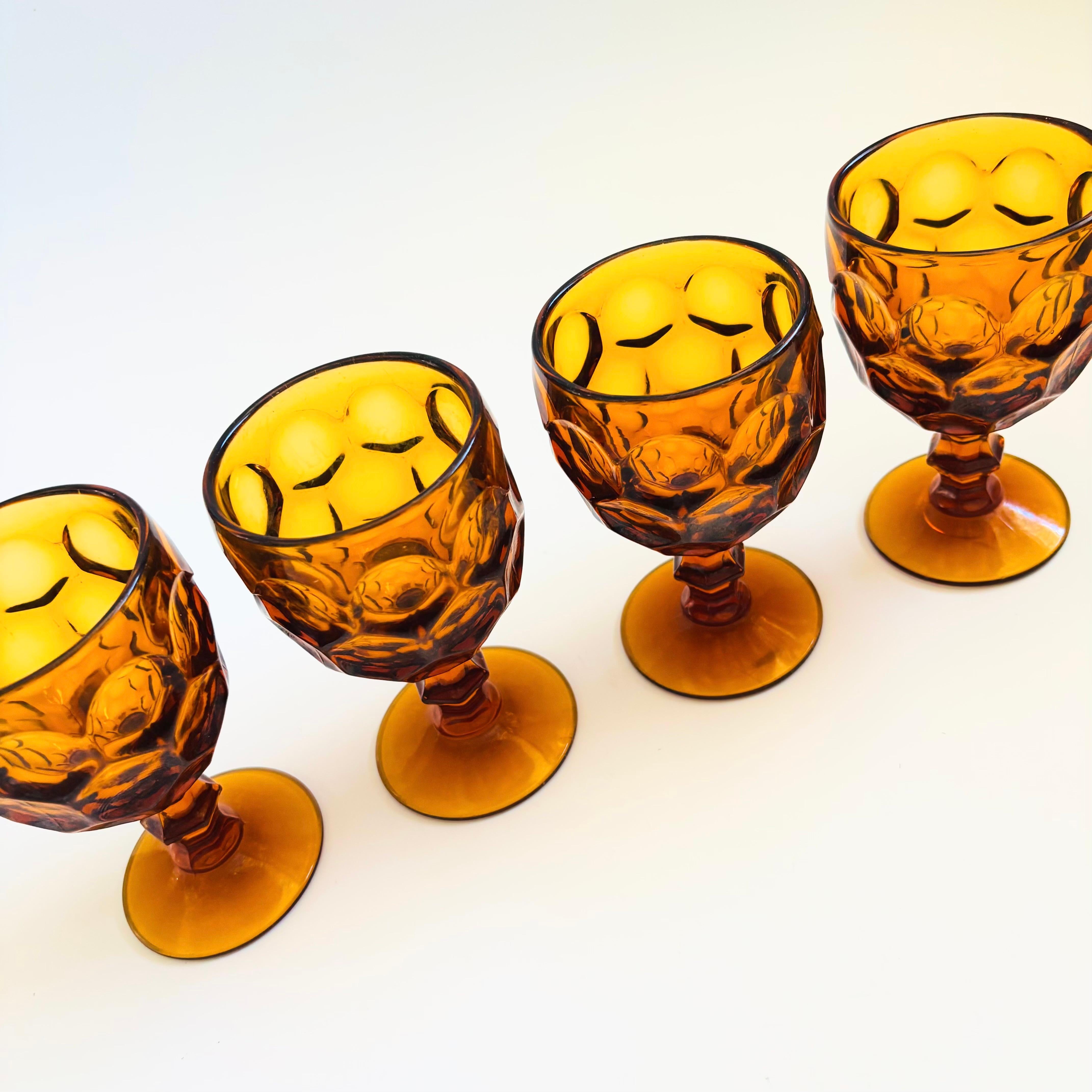 American Amber Wine Goblets, Provincial by Imperial Glass - Set of 4 For Sale