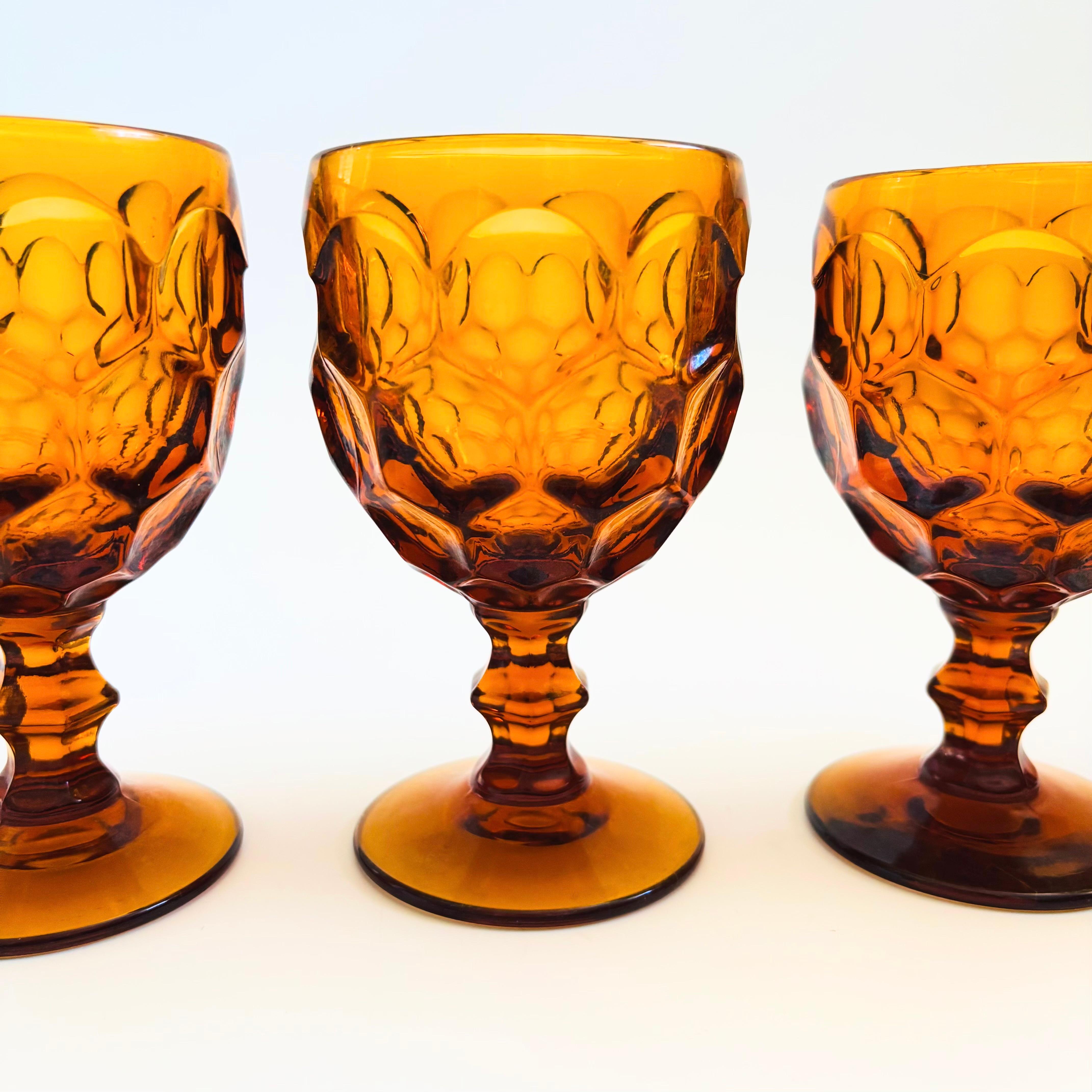Amber Wine Goblets, Provincial by Imperial Glass - Set of 4 In Good Condition For Sale In Fairfield, CA