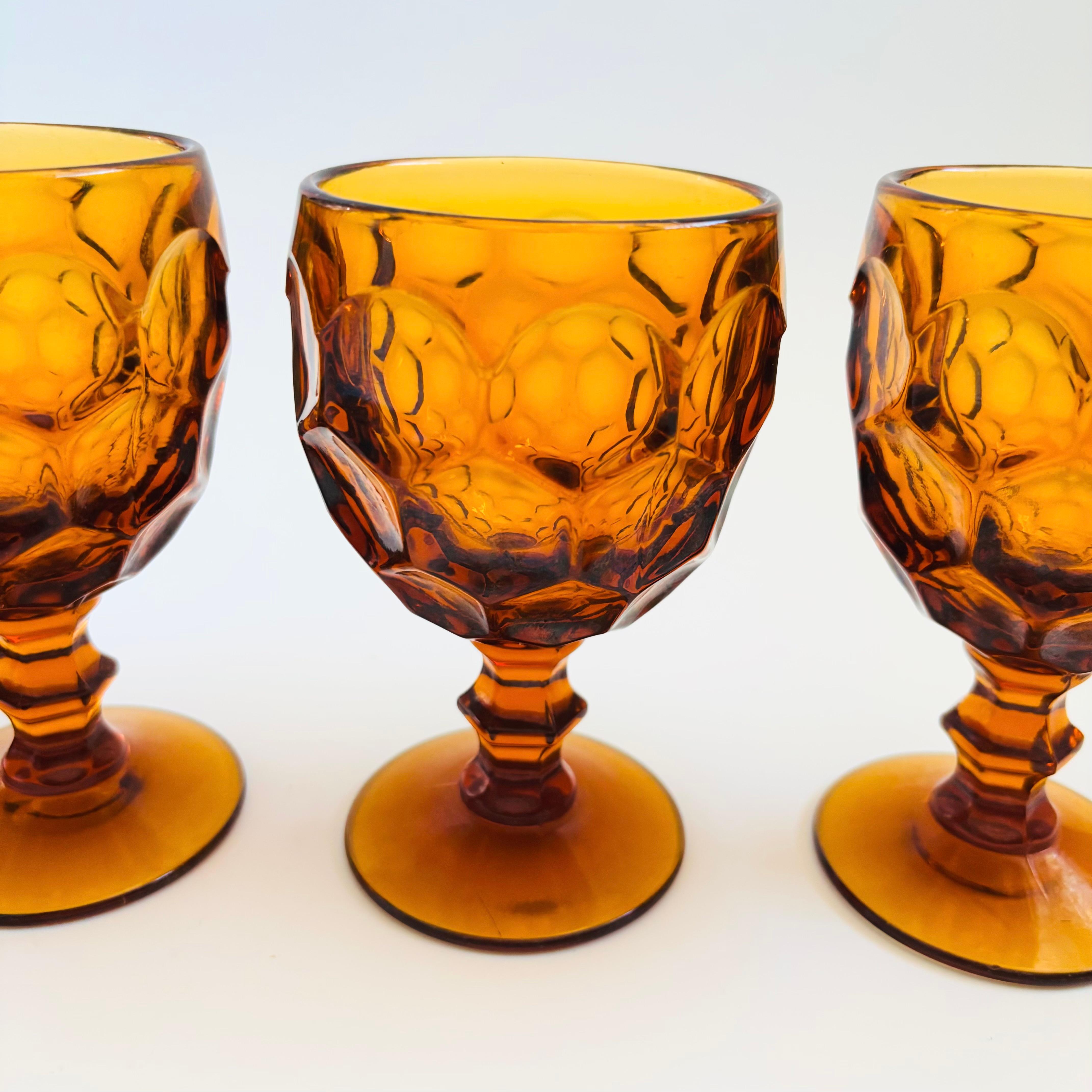 20th Century Amber Wine Goblets, Provincial by Imperial Glass - Set of 4 For Sale