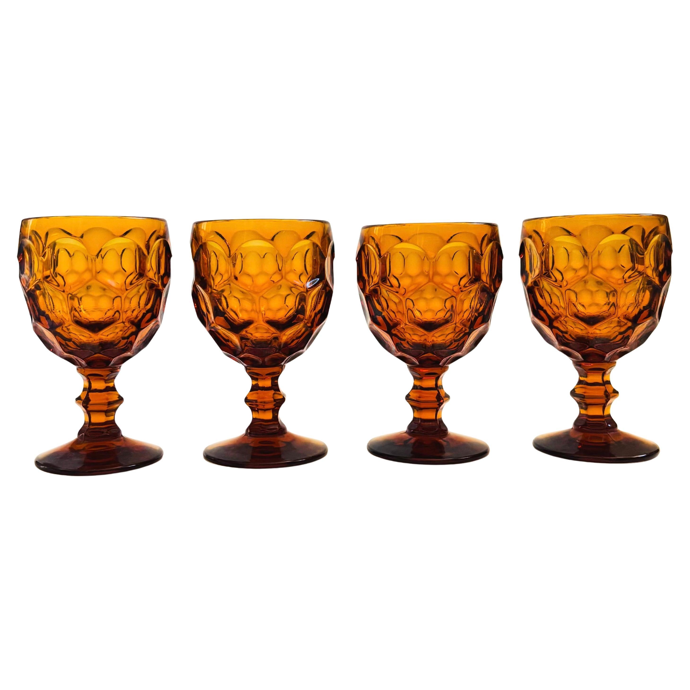 Amber Wine Goblets, Provincial by Imperial Glass - Set of 4 For Sale