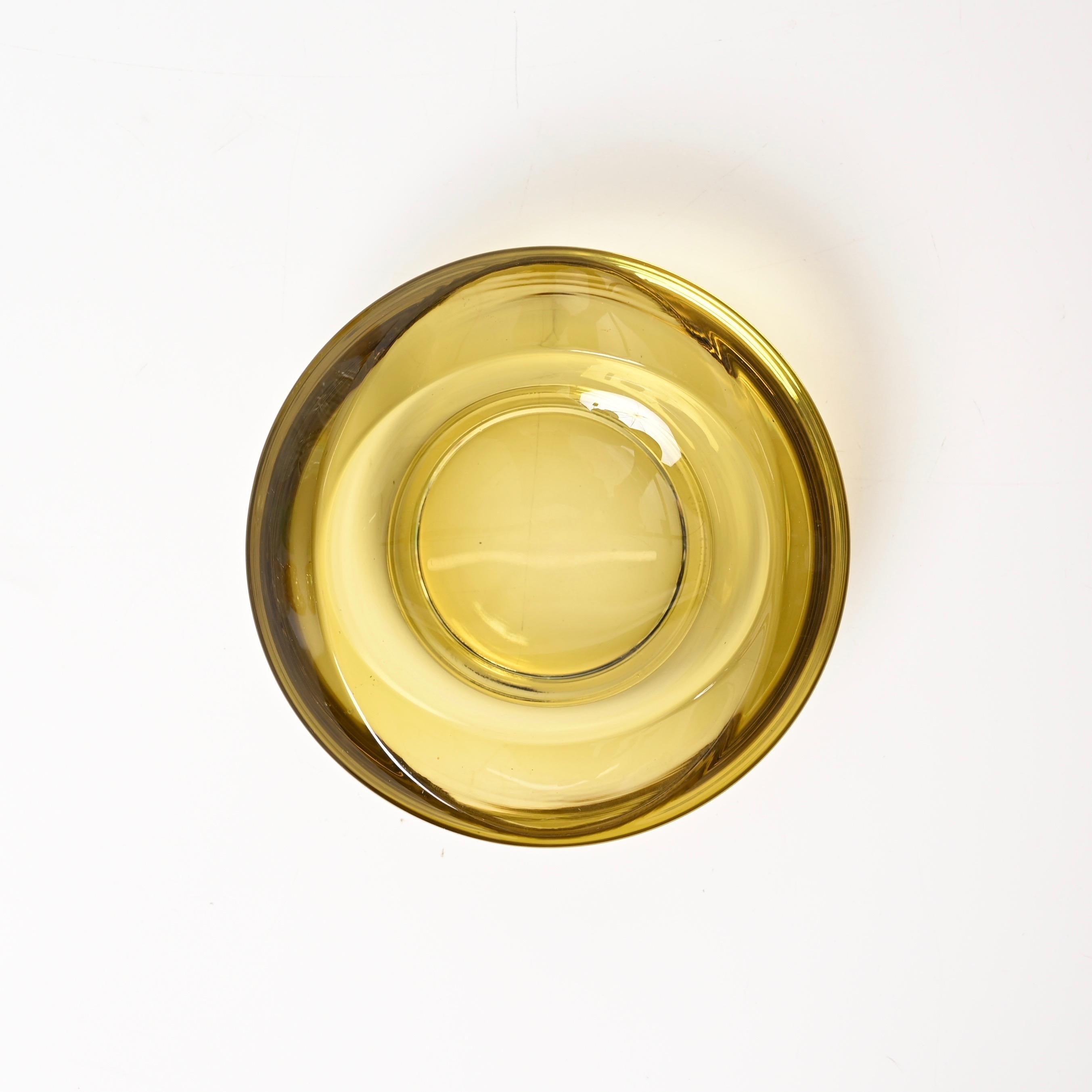 Bol ou cendrier Sommerso en verre de Murano jaune ambré, Italie, Flavio Poli 1960 en vente 3