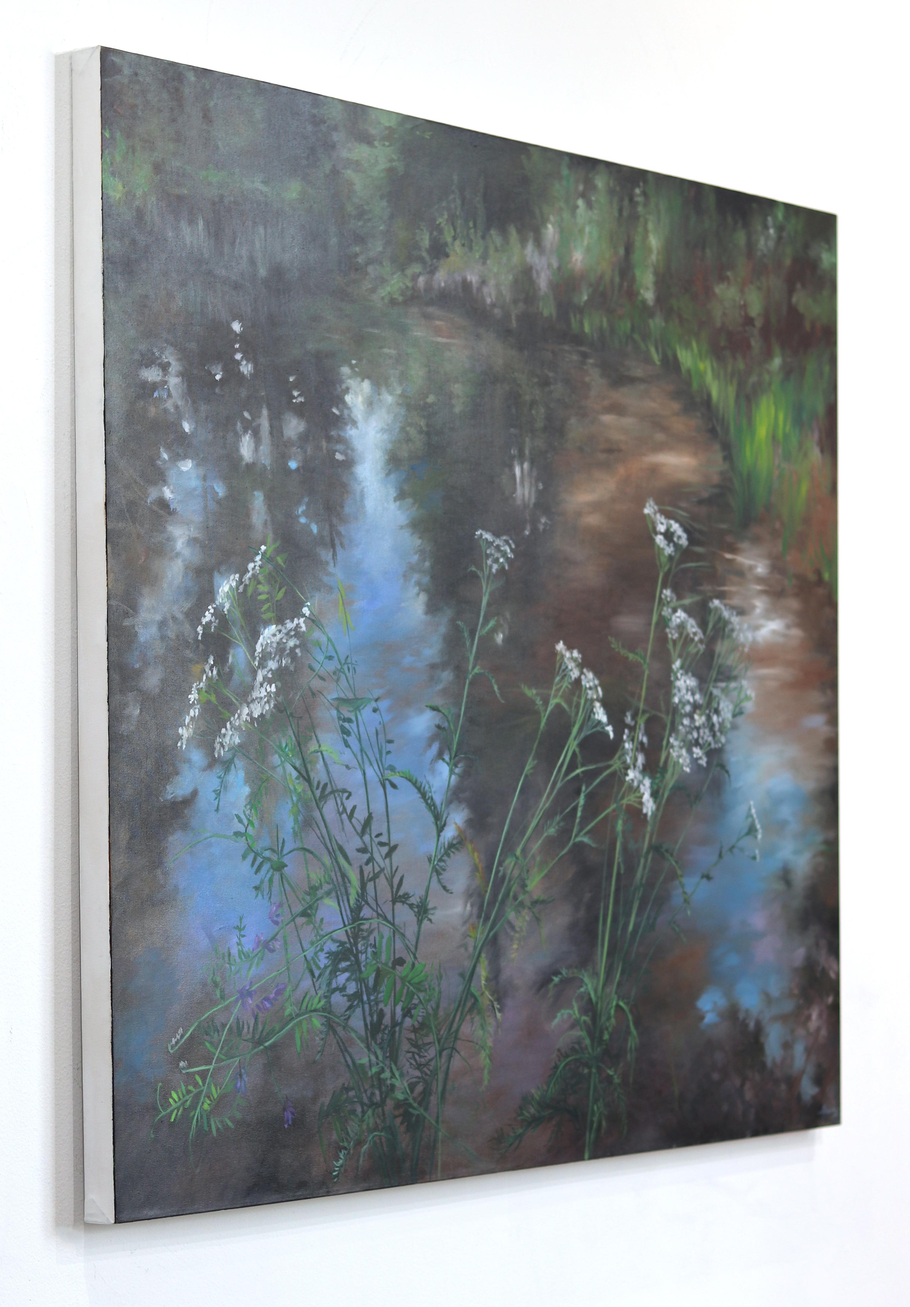 Lornes Pond With Yarrow - Nature Landscape Romantic Realism For Sale 1