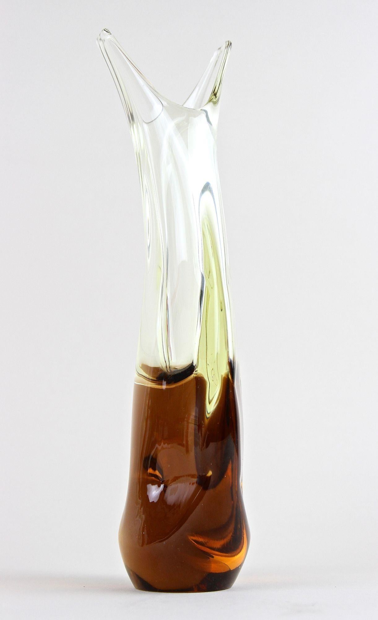 Ambercolored/ Brown Murano Glass Vase, Mid Century, Italy ca. 1960/70 For Sale 11