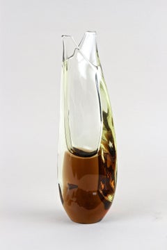 Ambercolored/ Brown Murano Glass Vase, Mid Century, Italy ca. 1960/70