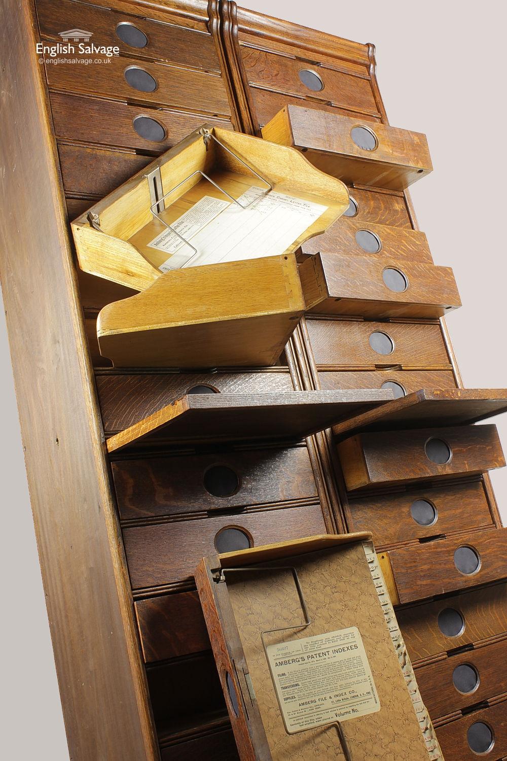 Amberg's Edwardian Oak Letter File Cabinet, 20th Century In Good Condition For Sale In London, GB