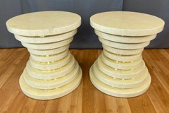 Ambience Tessellated Horn & Brass End Tables in the Manner of Enrique Garcel