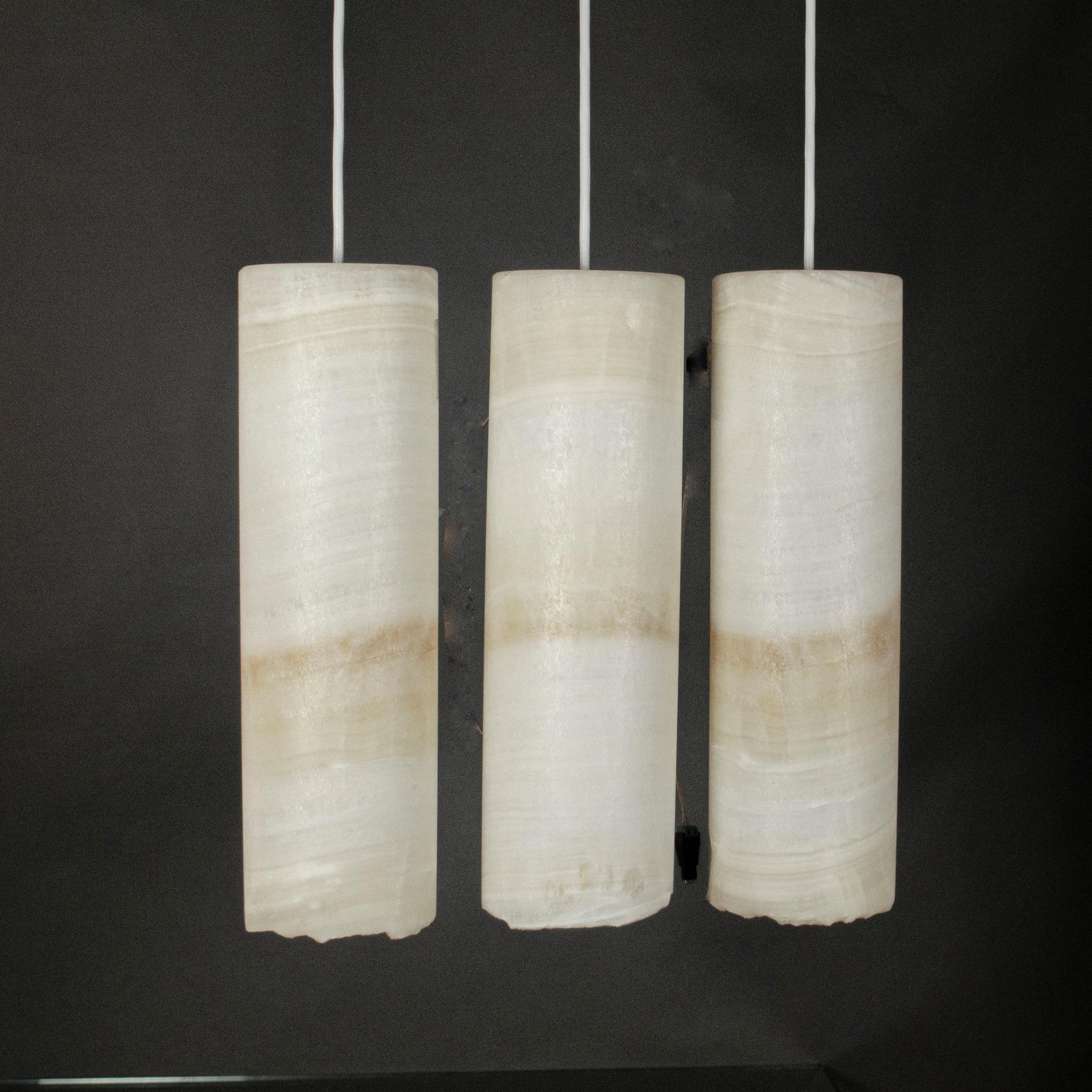 Mexican Set of 3 Ambient Ceiling Lamps in Onyx