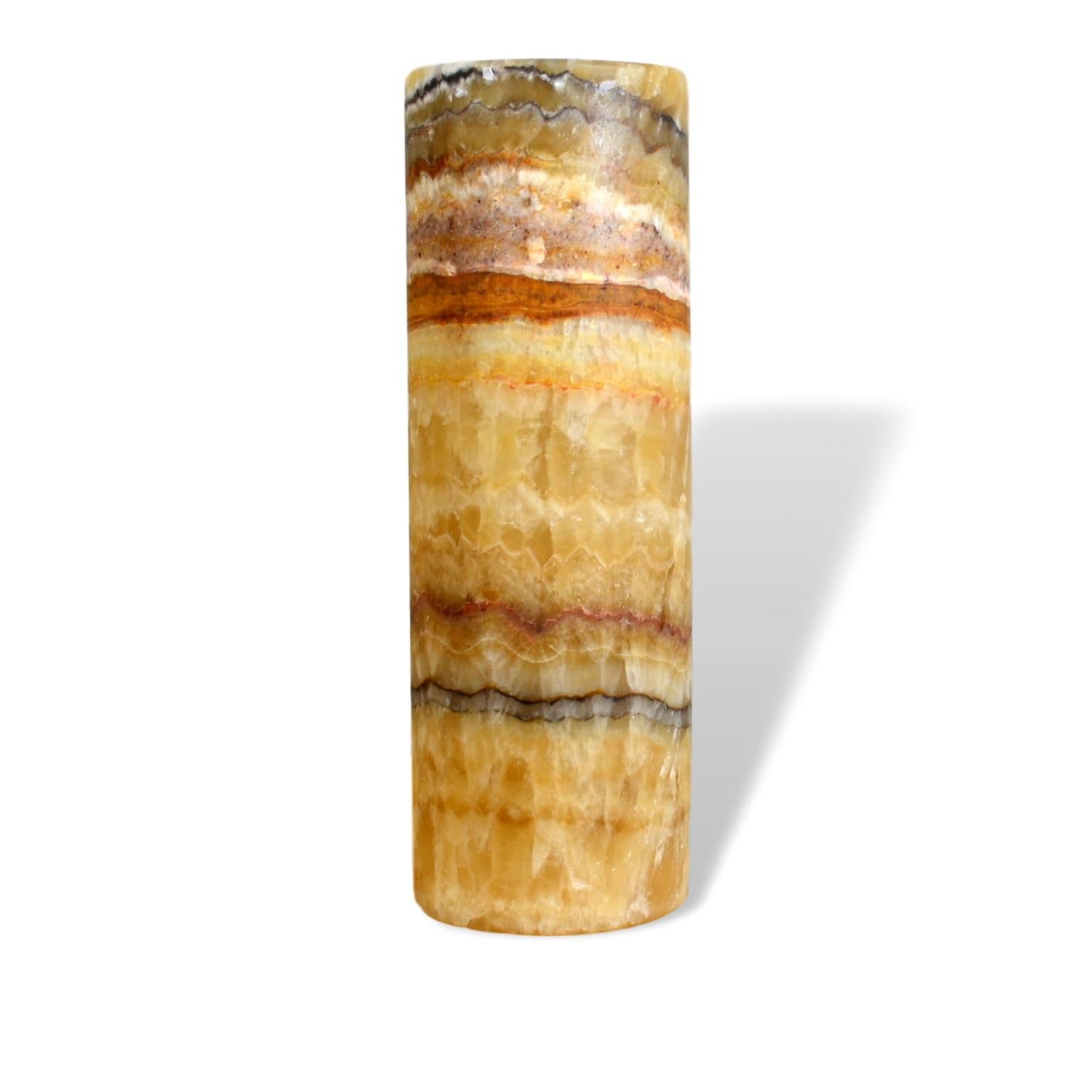 Folk Art Ambient cylinder shaped Table Lamp in Onyx