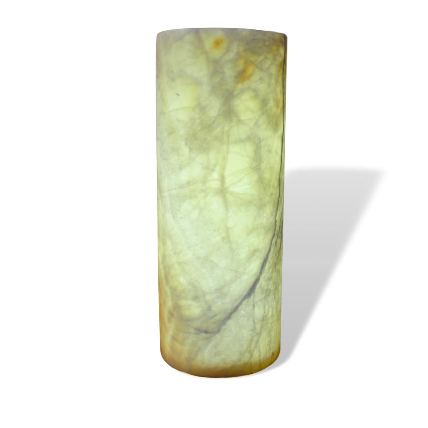 Hand-Carved Ambient Table Lamp in Onyx For Sale