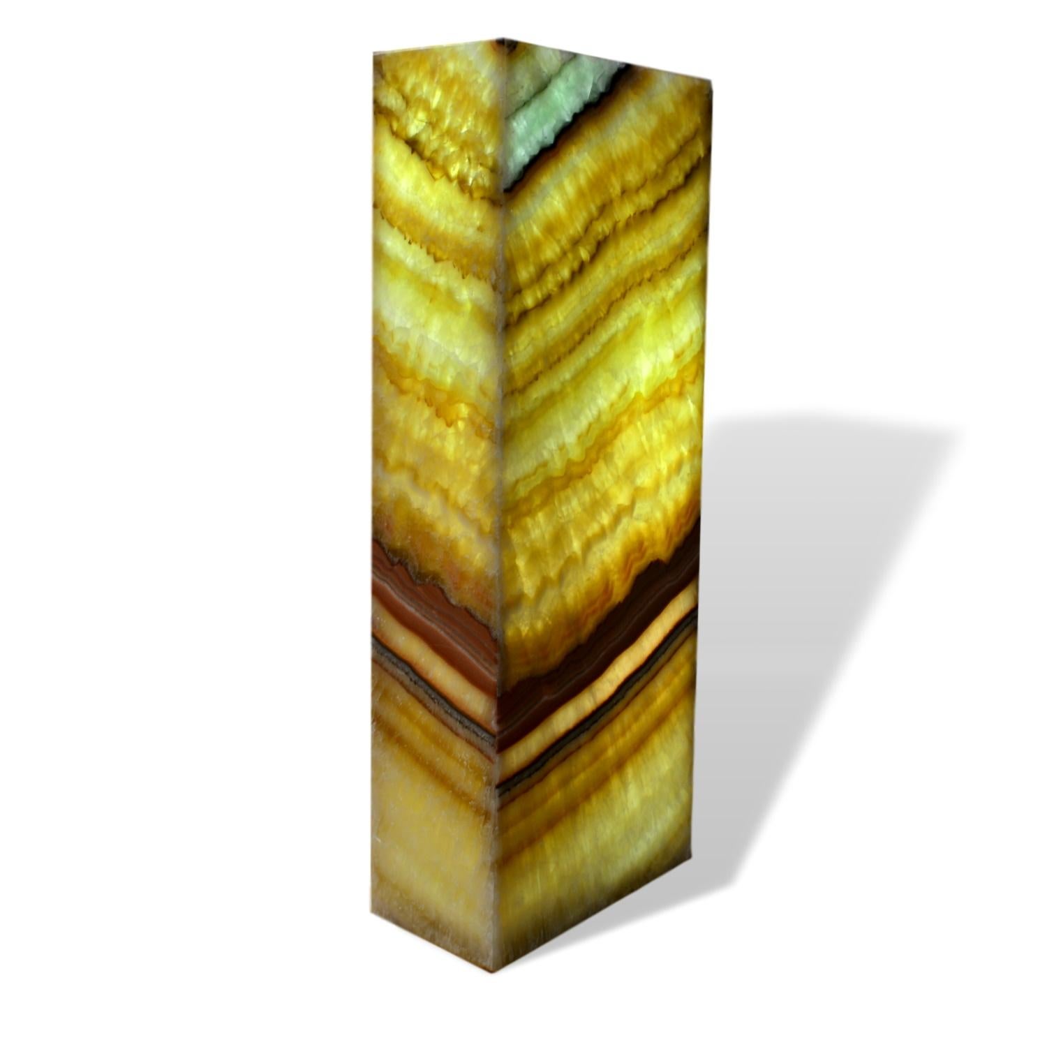 Contemporary Ambient Rectangular  multi-layered Table Lamp in Onyx For Sale