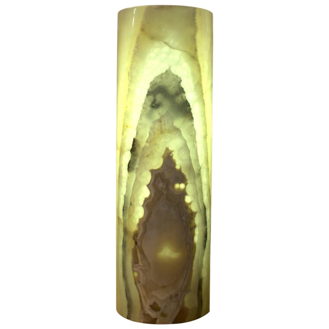 Large Ambient  cylinder shaped Table or floor Lamp in Onyx For Sale