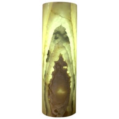 Large Ambient  Lampe de table ou lampadaire en forme de cylindre en onyx