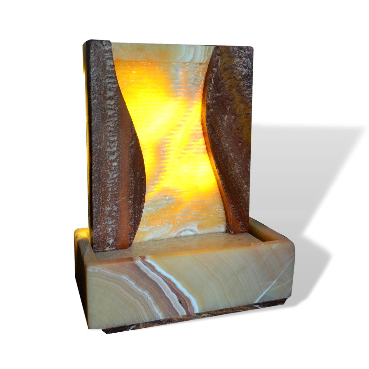Square base ambient table lamp in onyx.