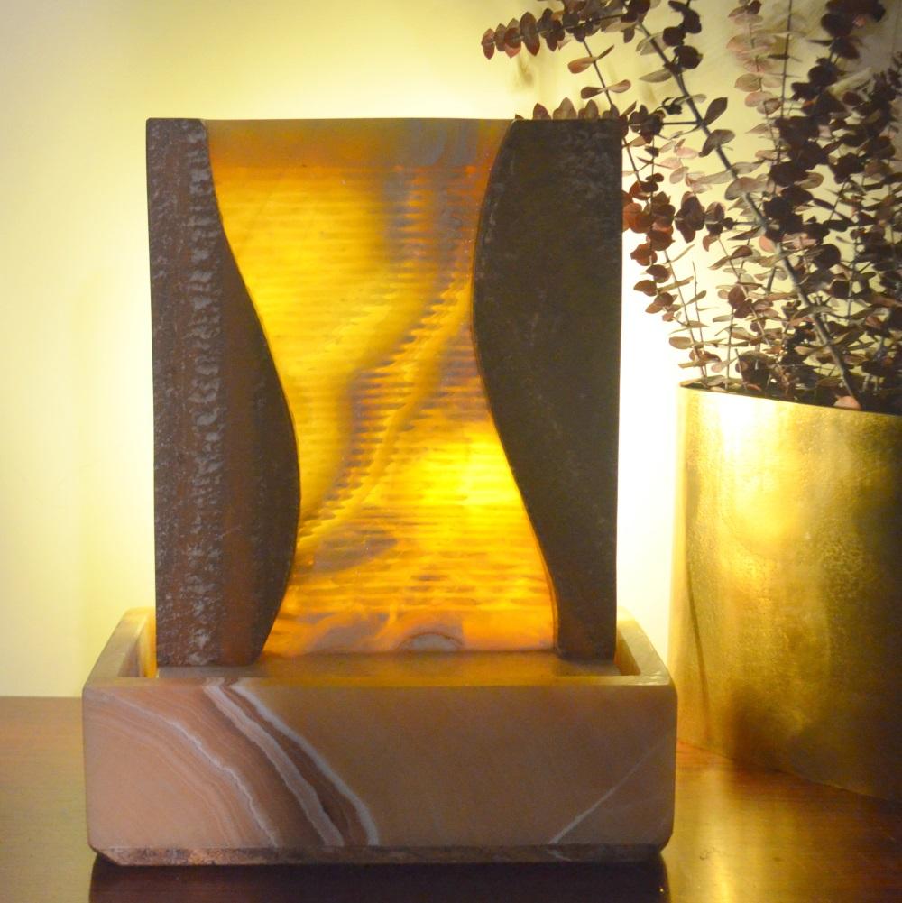 Mexican Ambient Water Fountain (with Back Light) Made from Onyx For Sale