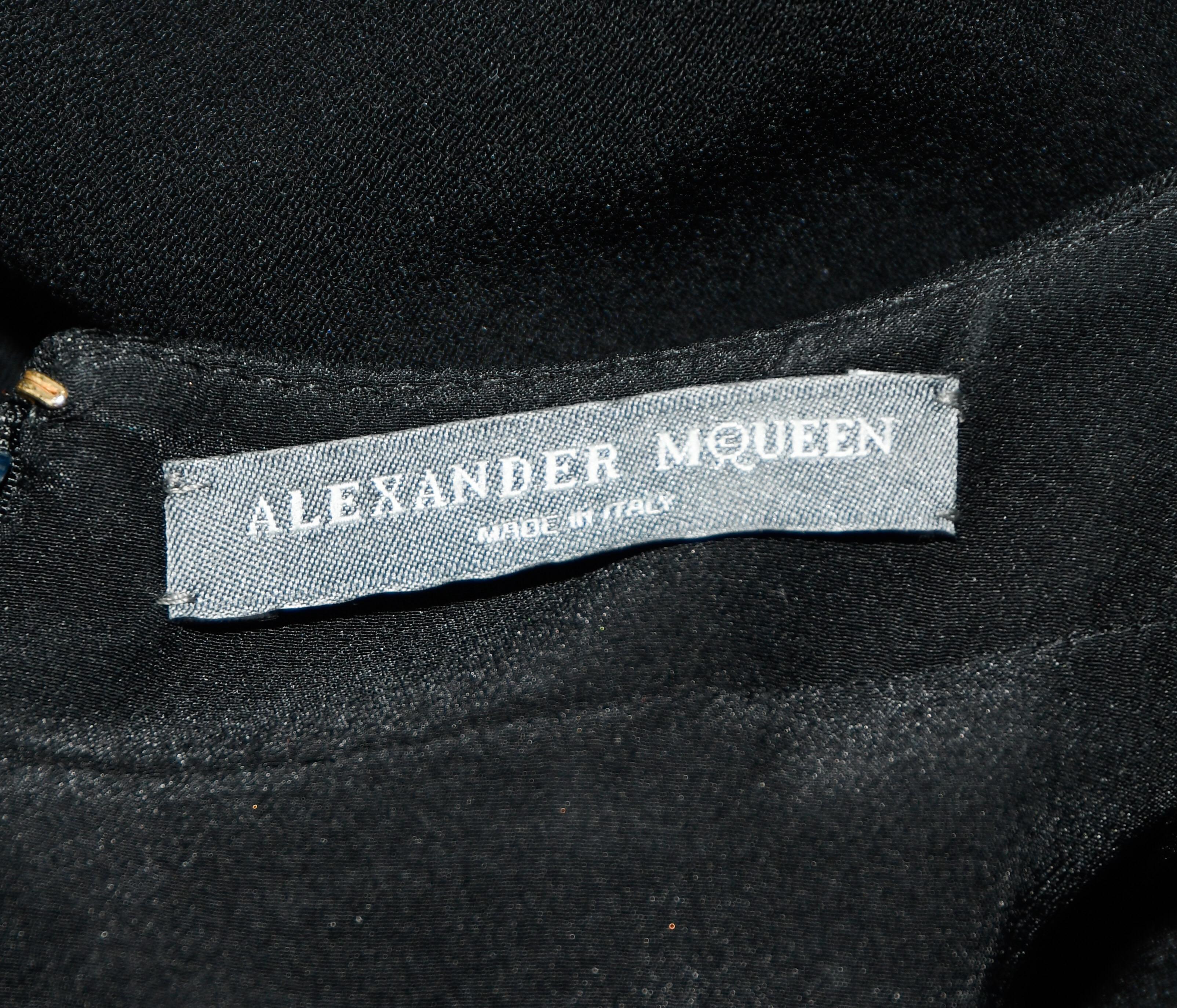 Women's Alexander McQueen Black Silk Paneled Sleeveless Trapeze Dress 44 EU For Sale